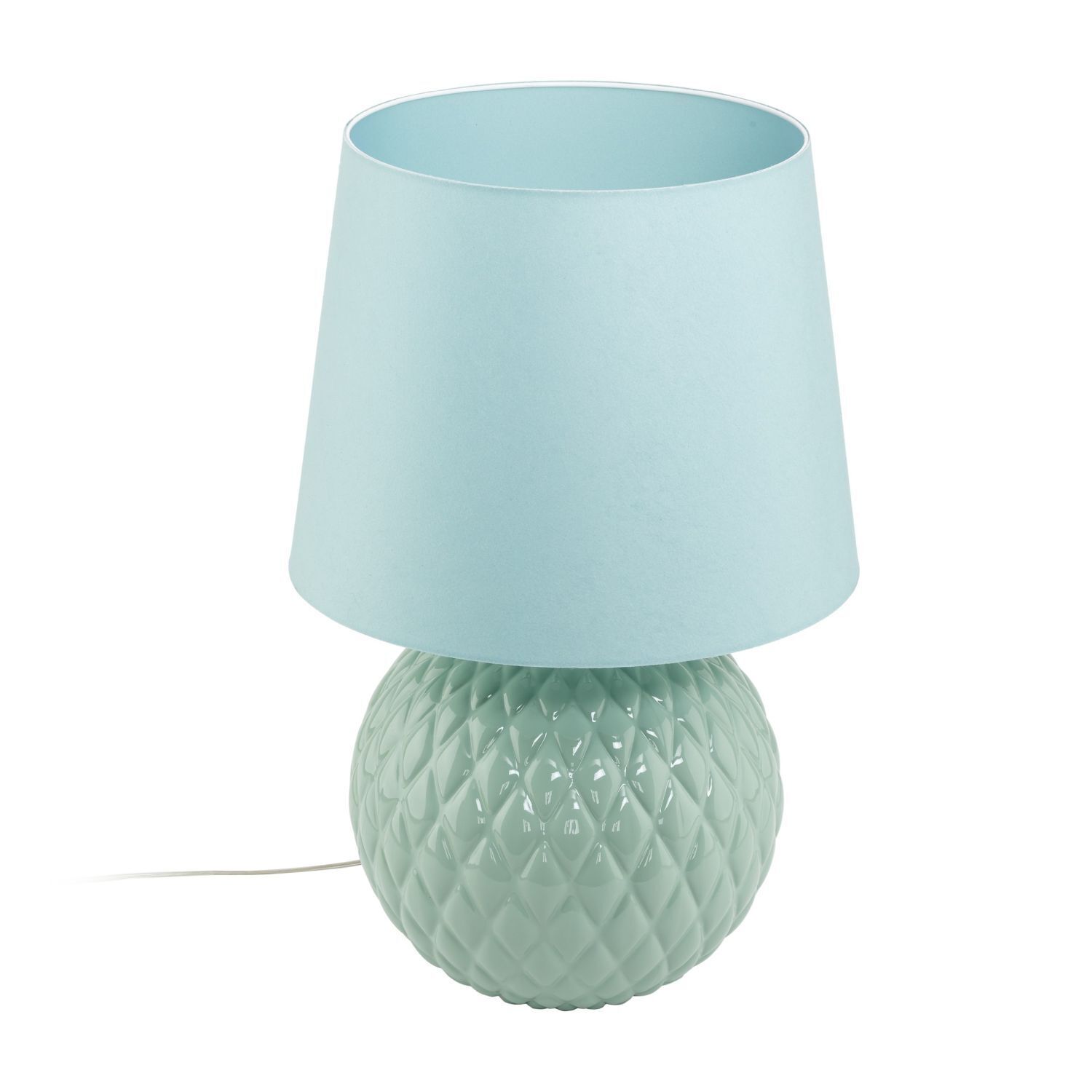 Lampe de table verre tissu 60 cm de haut menthe verte E27 DOLORES