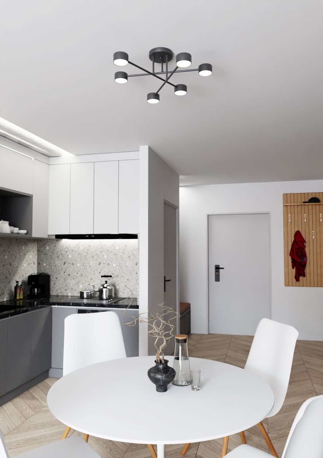 Plafonnier noir métal accentué GX53 L:60 cm Esstisch, Tisch, Esszimmer, Tasse, Stuhl