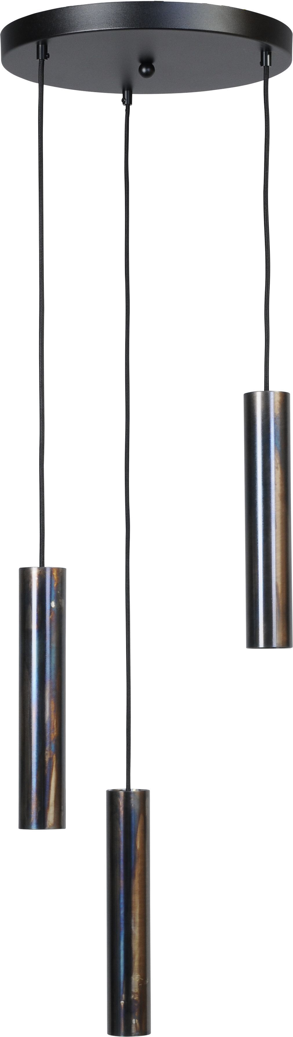 Lampe à suspendre 3 flammes noir effet huile métal ERION