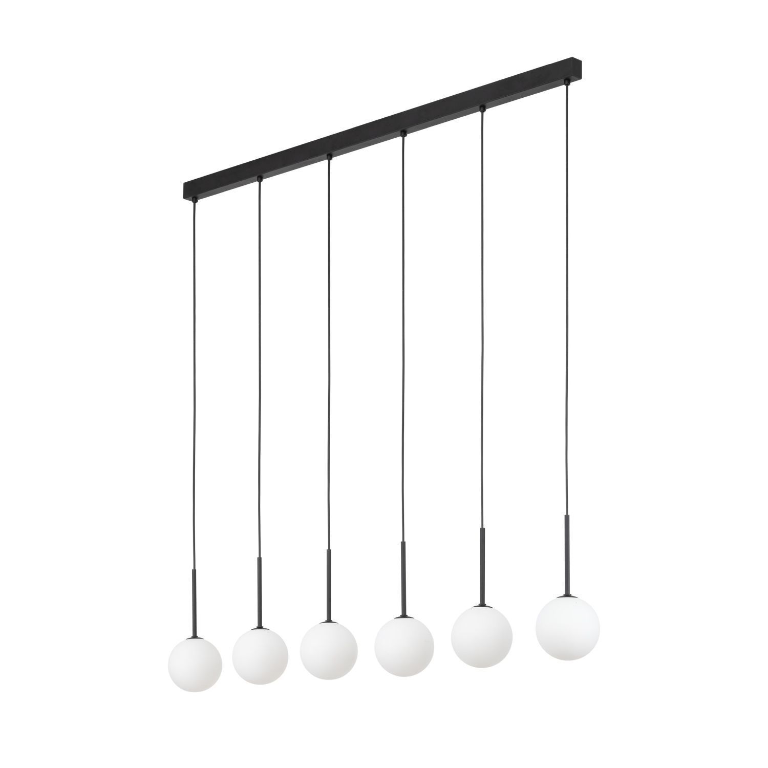 Suspension L : 122 cm verre métal noir blanc 6x G9