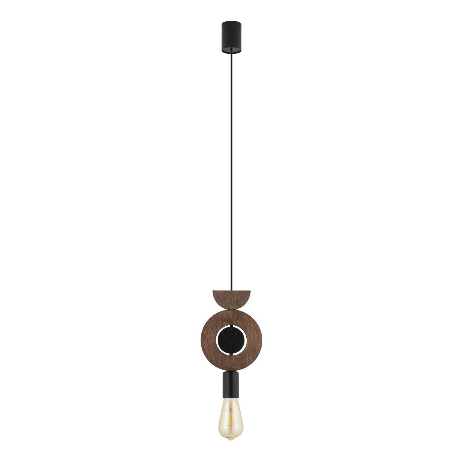 Lampe à suspendre décorative bois métal Ø16 cm rond E27