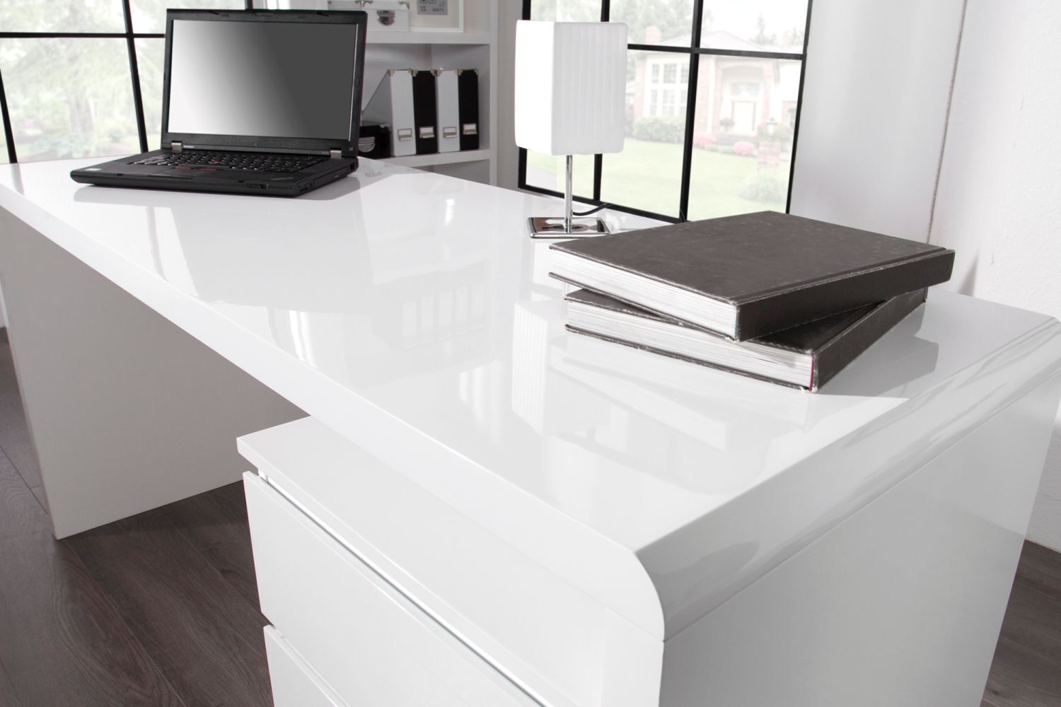 Bureau MDF laqué 140 cm en blanc brillant Moebel, Tabelle, Tischplatte, Schreibtisch, Laptop