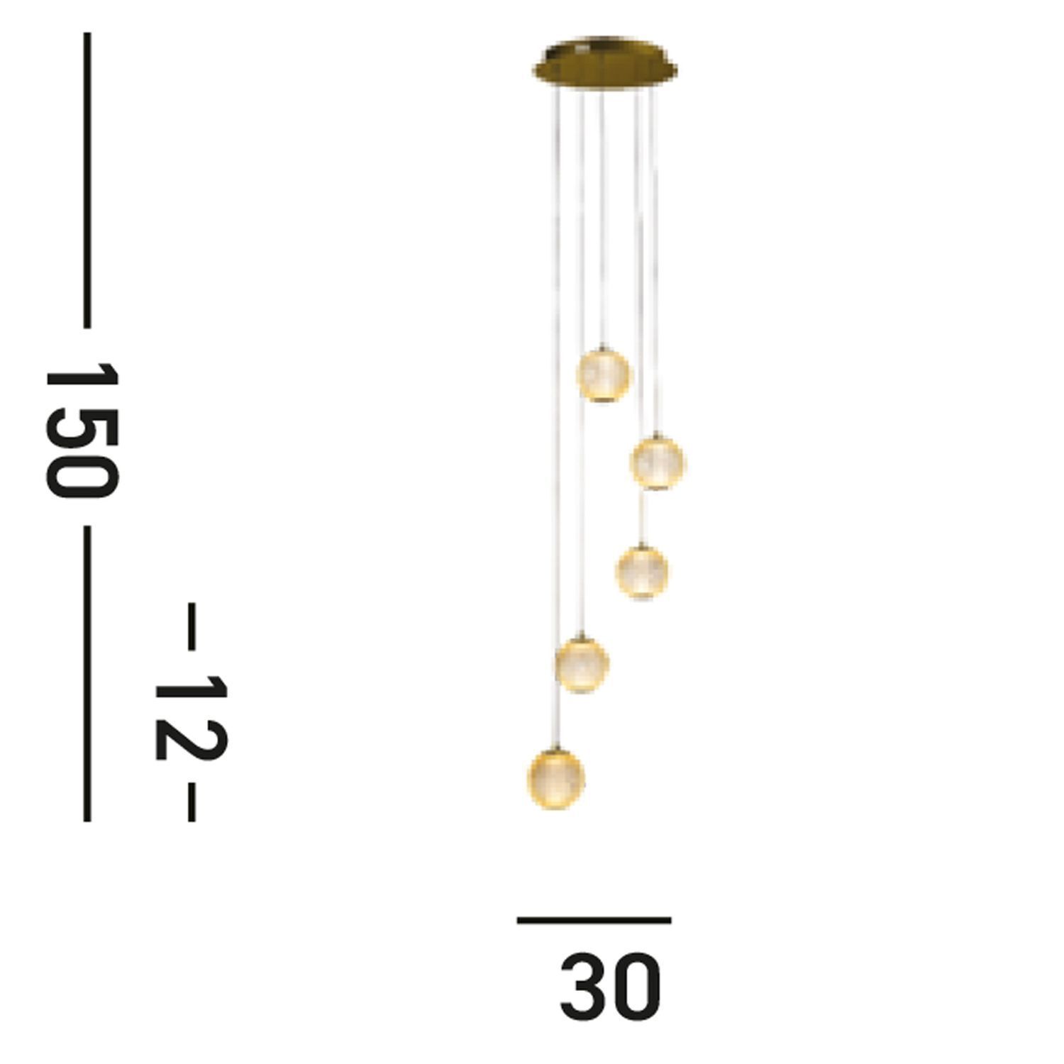 LED Pendelleuchte Metall 21 W Ø30 cm 5-flmg in Messing hängende lampe, pendellampe, goldfarben, glasperlen, decke mounting