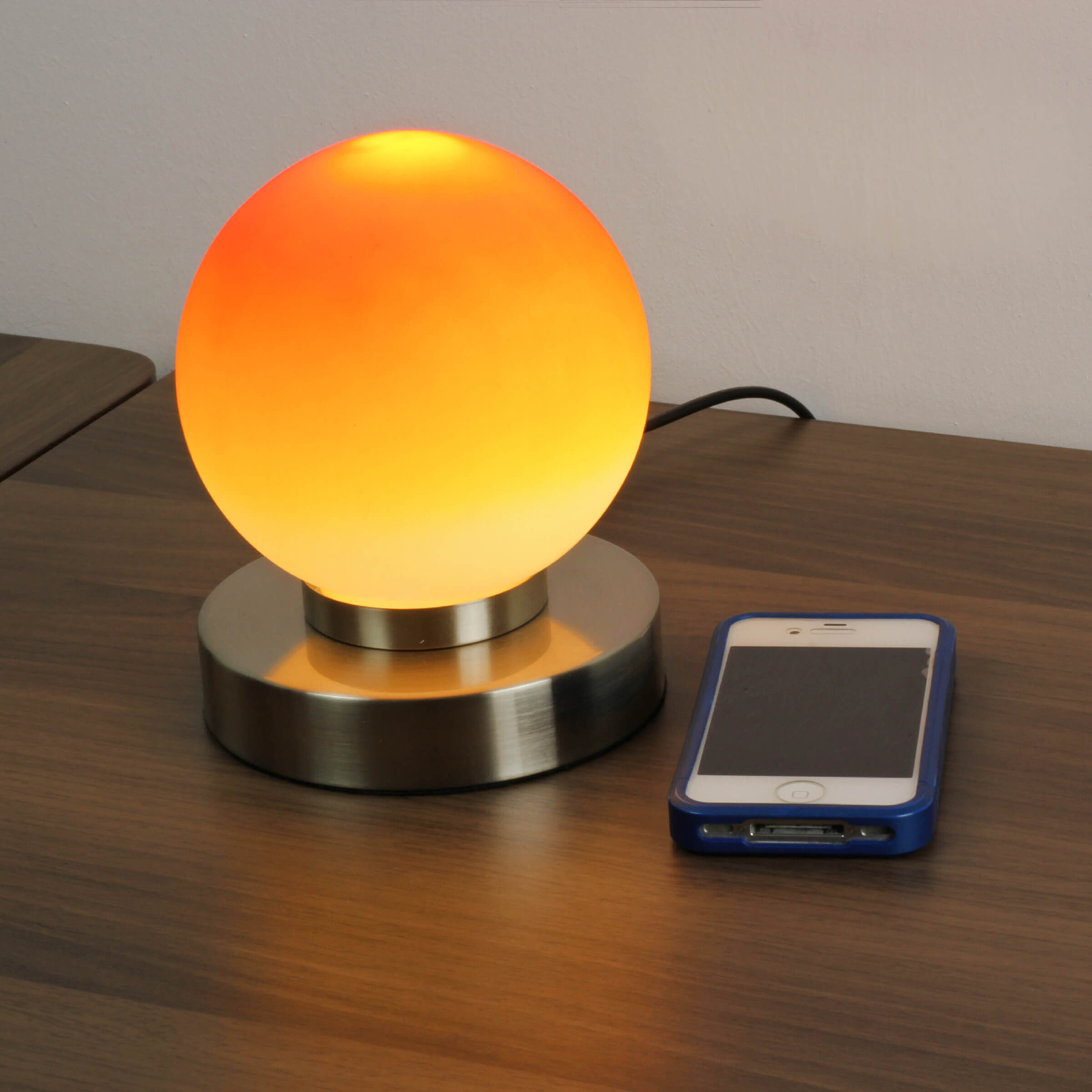 Lampe de table ronde moderne tactile E14 PRINZ Touch Orange