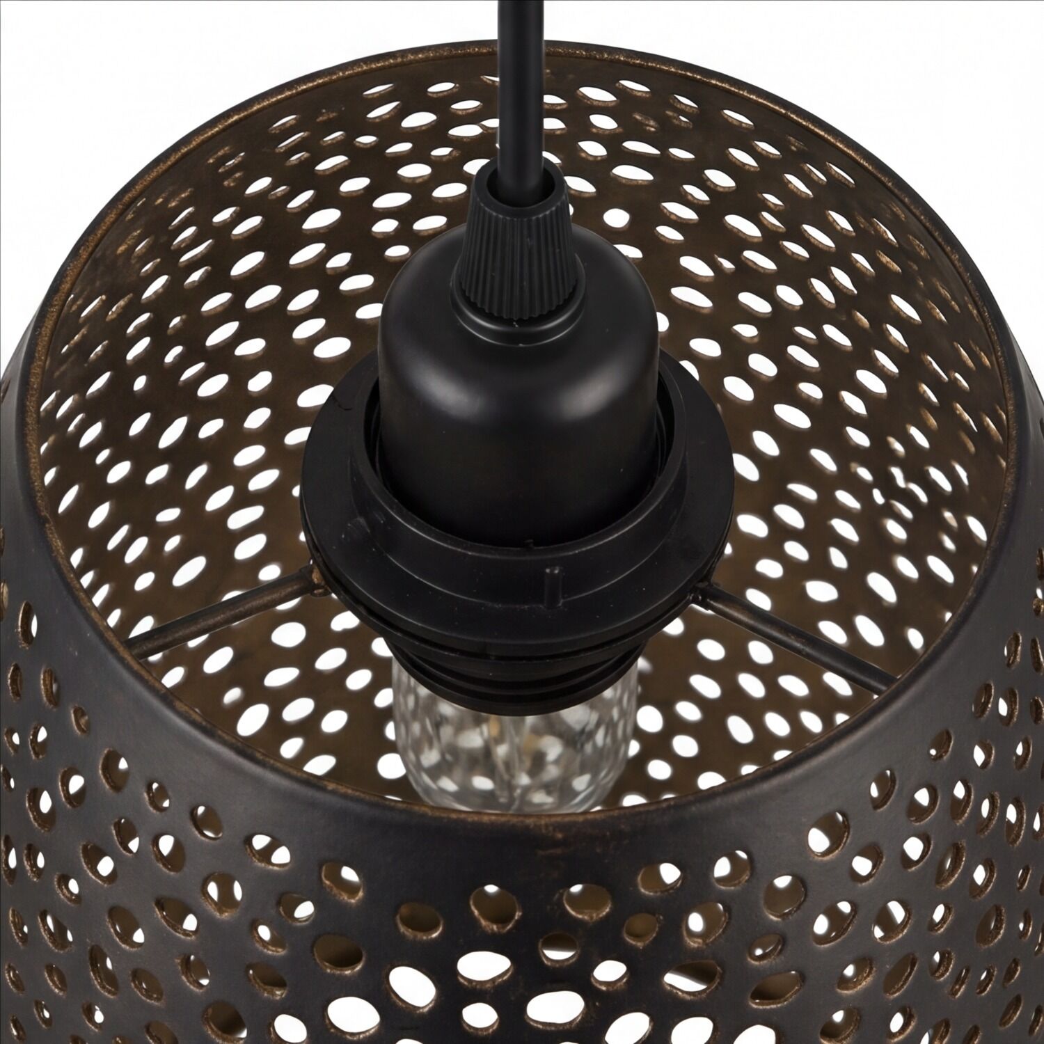 pendelleuchte-schwarz-gold-e27-metall-rund-haengelampe-wohnzimmer-esszimmerlampe-le91299-1 Hängeleuchte, Metallgewebe, Drahtschirm, E27 Fassung, hängend