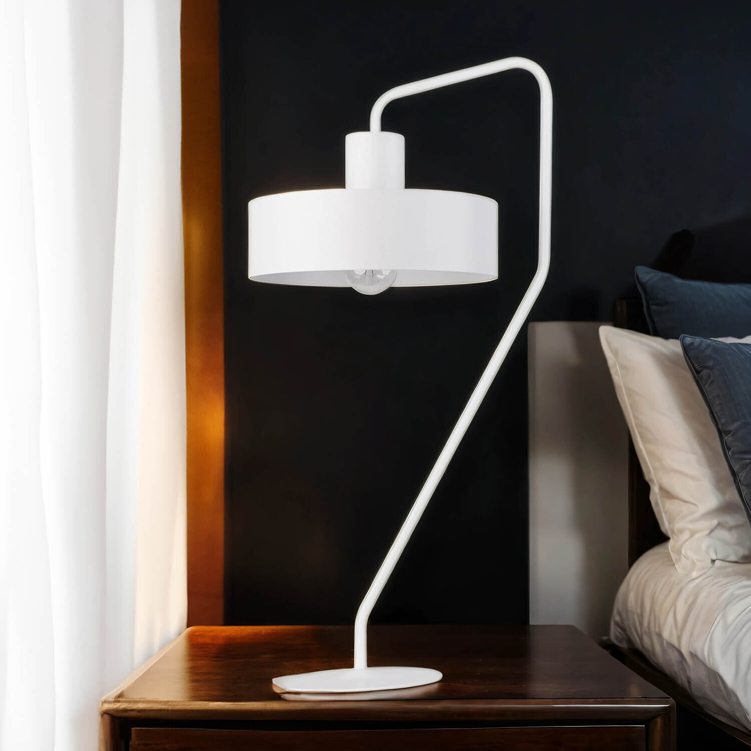 Lampe de chevet rétro Blanc Métal Lecture E27 61,5 cm