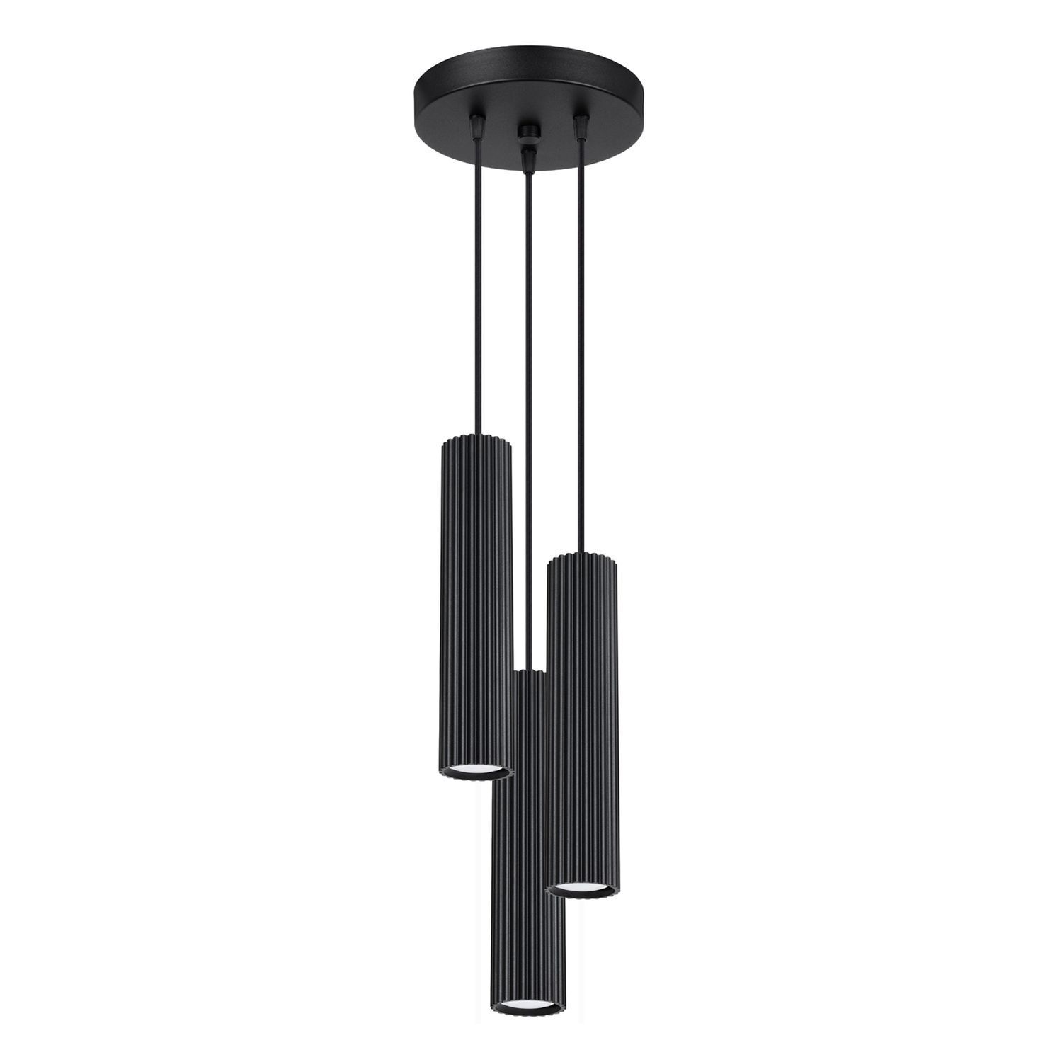 Suspension Noir 3x GU10 étroit Ø 19,5 cm Alu Moderne Leuchter, Lampe