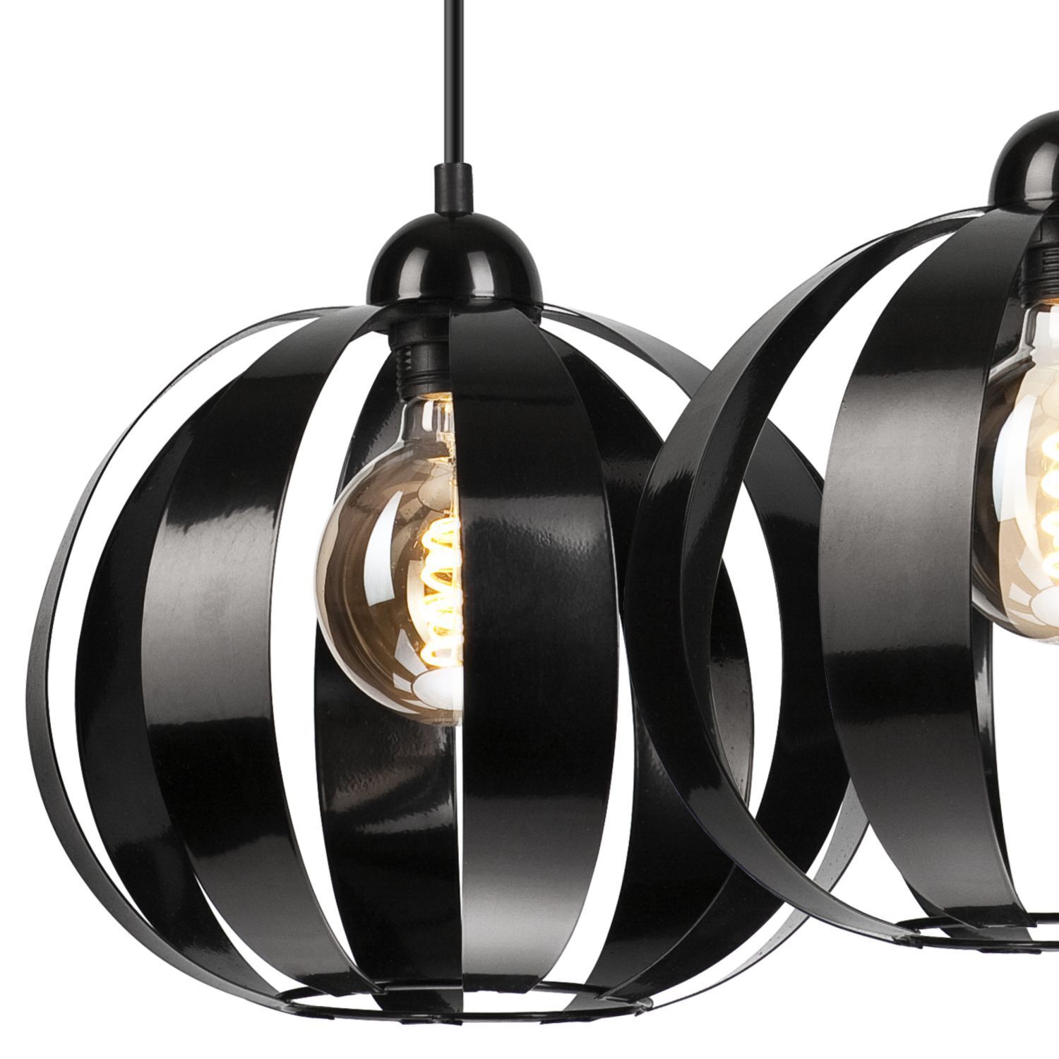 Suspension noir métal 3 flammes E27 orientable