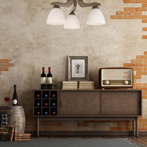 Plafonnier BATORY Bois 3-flmg Moderne Salon