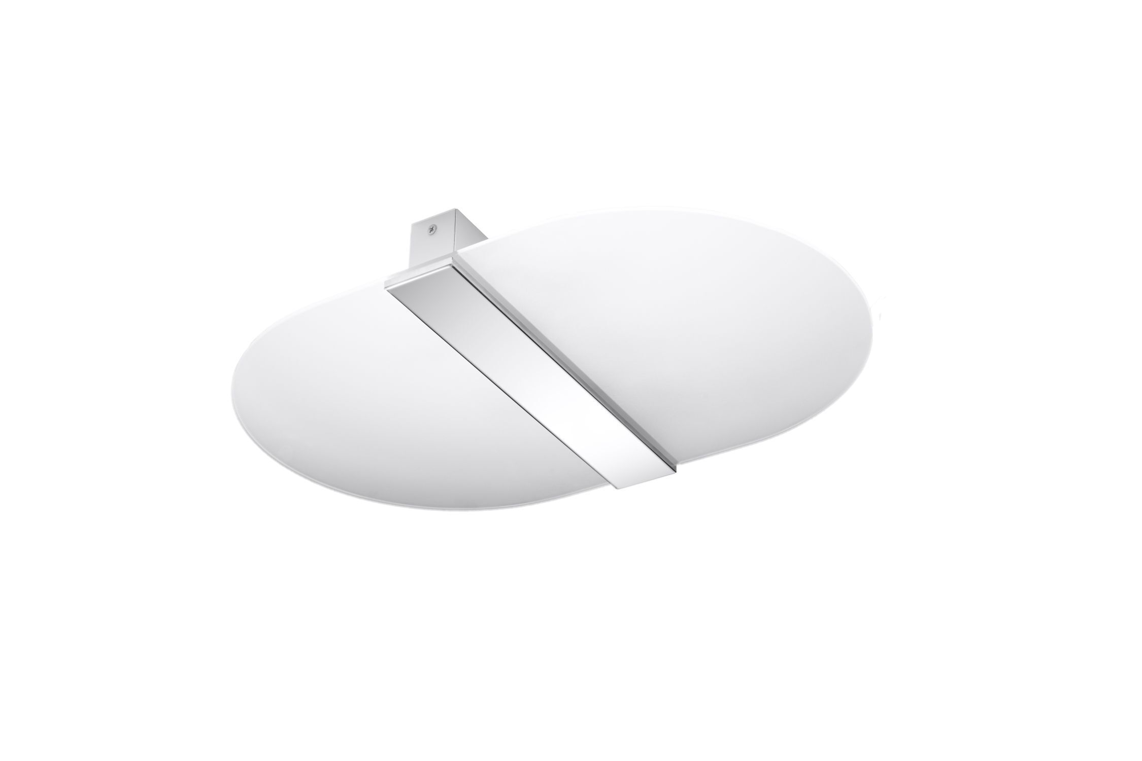 Plafonnier verre métal 45 cm long blanc chrome 4x G9