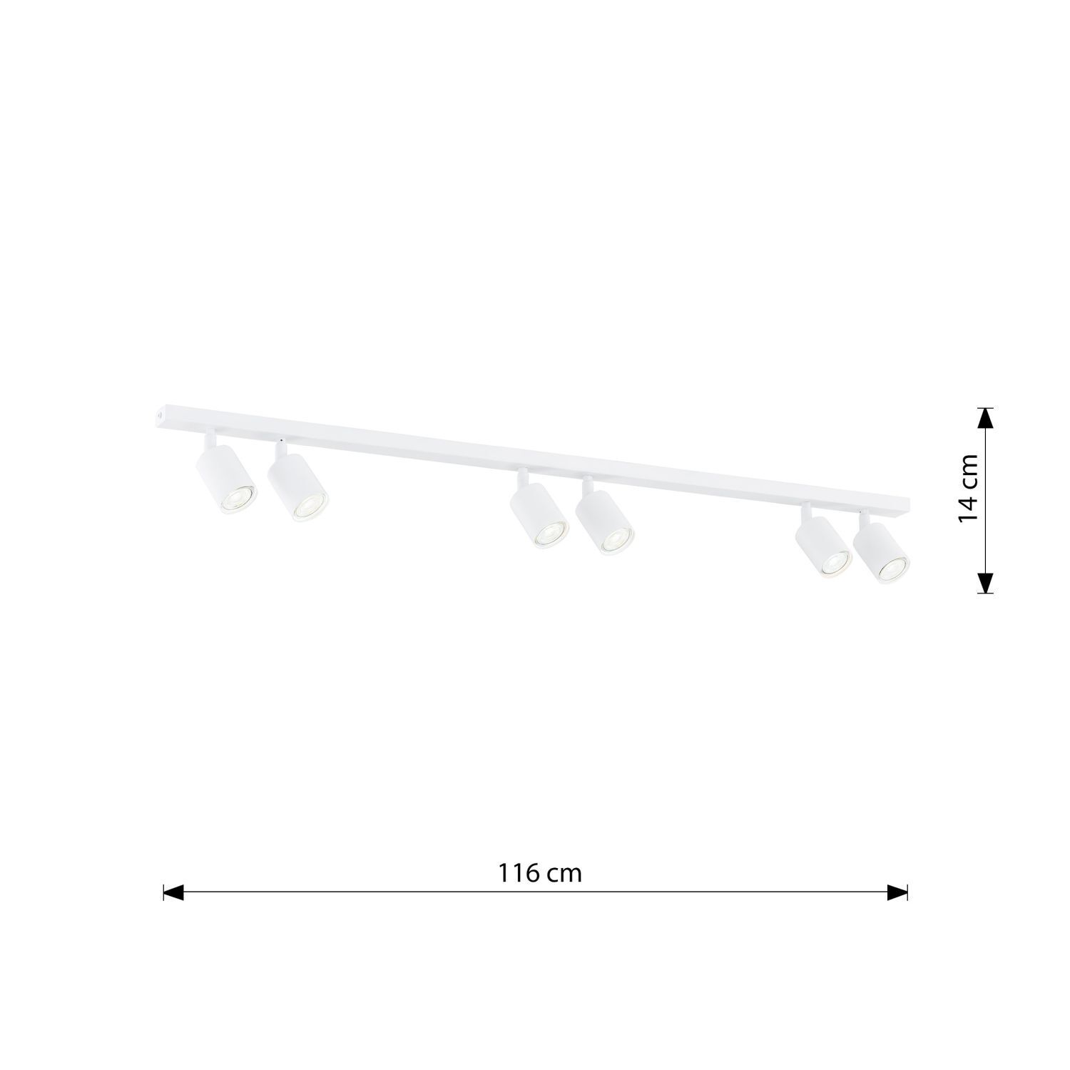 Projecteur de plafond blanc 116 cm de long métal GU10 6-flamme