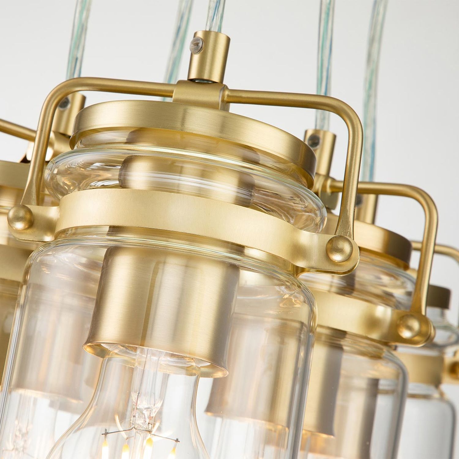 Suspension métal verre 6x E27 en laiton ajustable