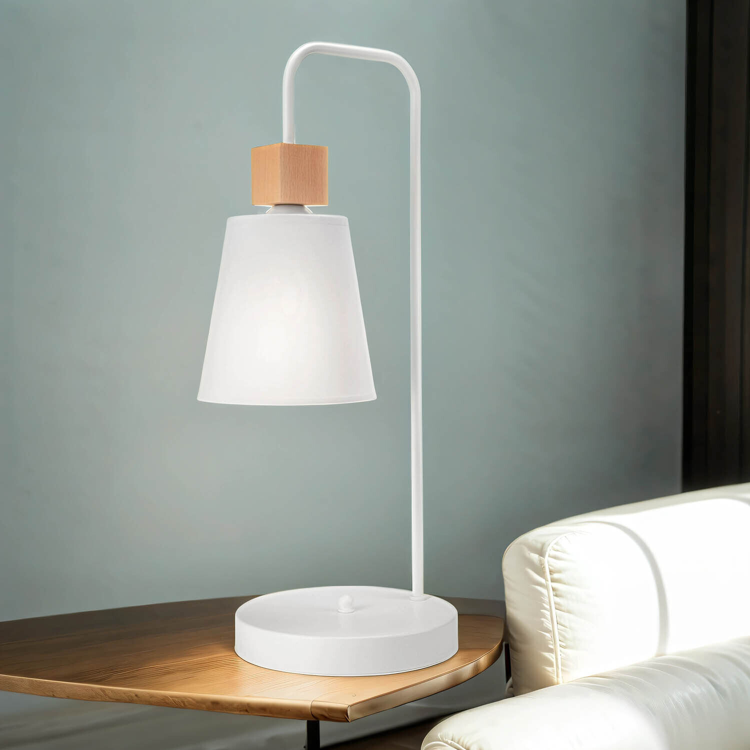 Lampe de table Blanc 52 cm E27 Tissu Métal Scandinave