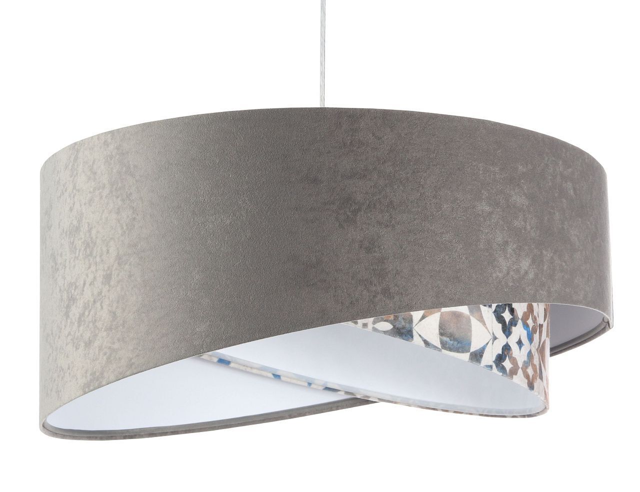Suspension E27 ronde Ø 50 cm Tissu aspect velours Gris Beige