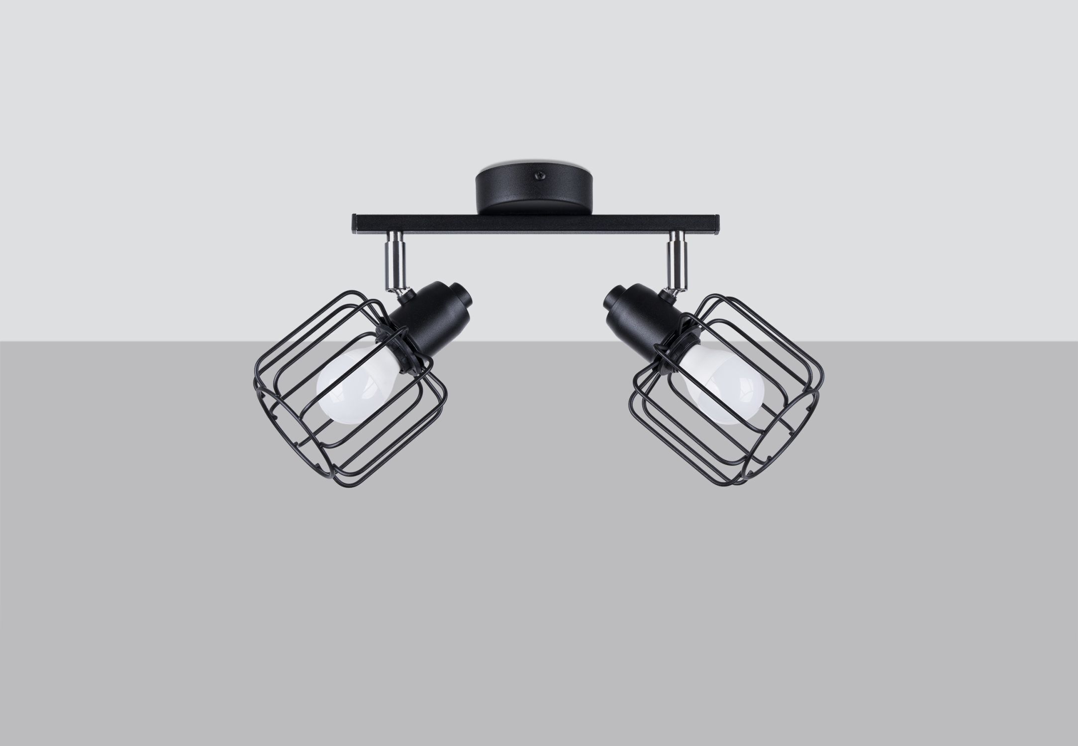 Projecteur de plafond noir orientable 2 flammes E14 Retro