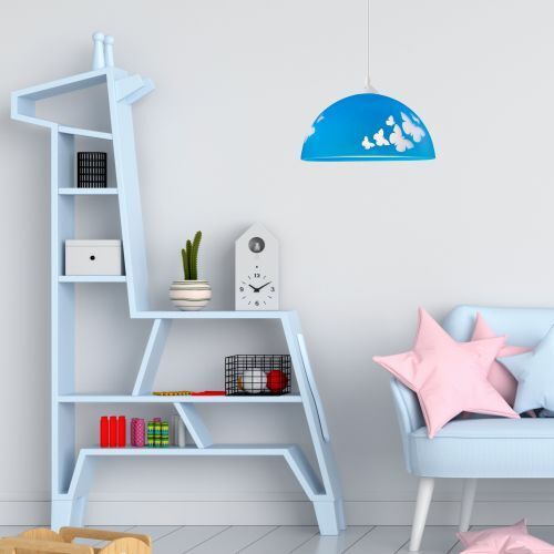 Lampe de chambre d'enfant THORLEY bleu rond fille