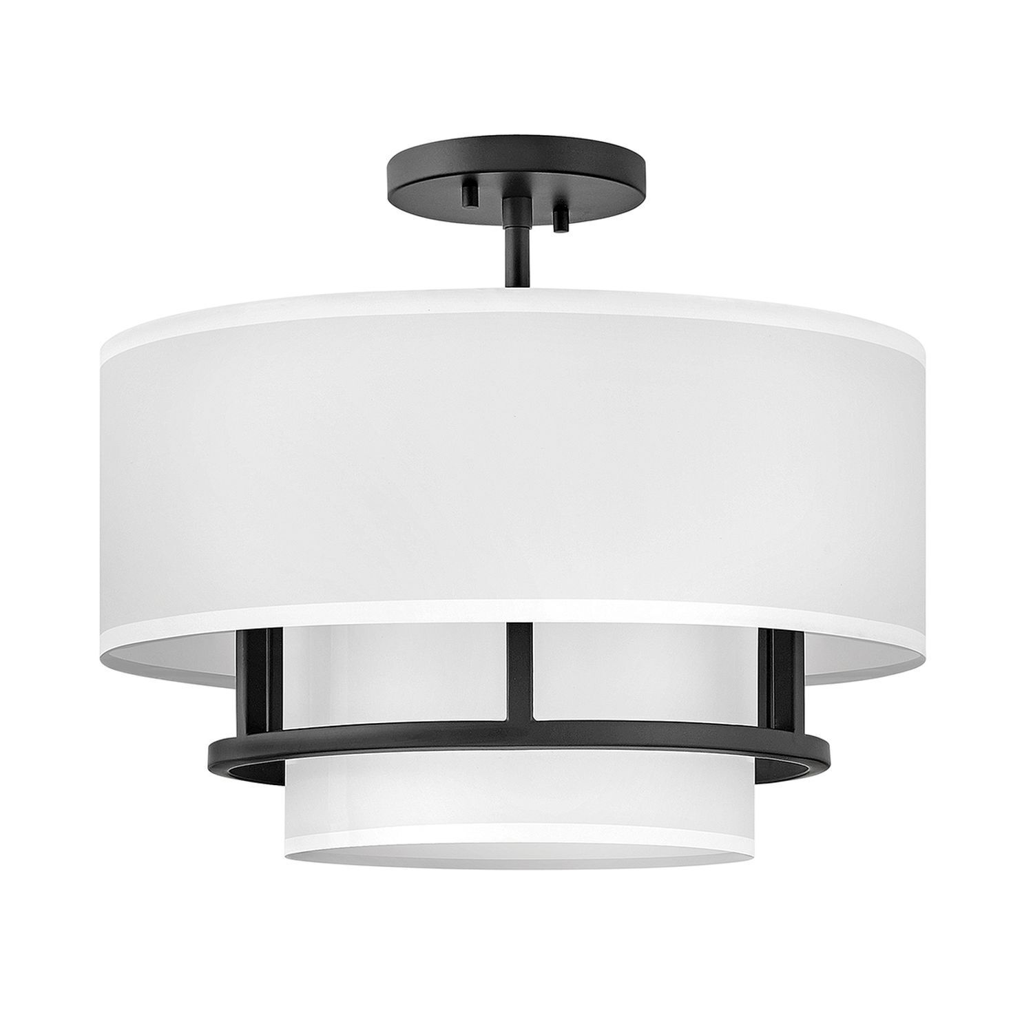 Lampe de plafonnier Tissu Métal Ø 40,6 cm Blanc Noir 3x E14