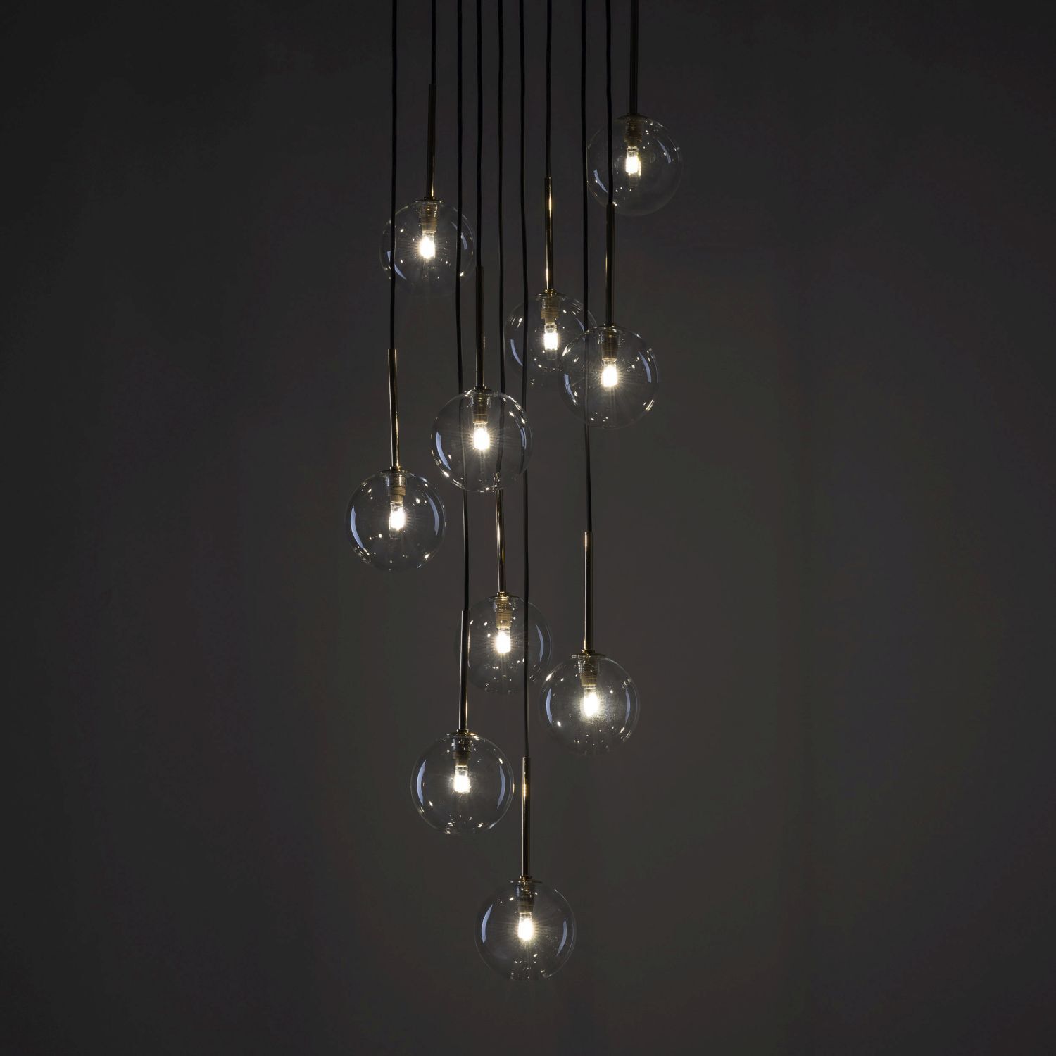 Suspension boule métal verre H : max. 145 cm réglable