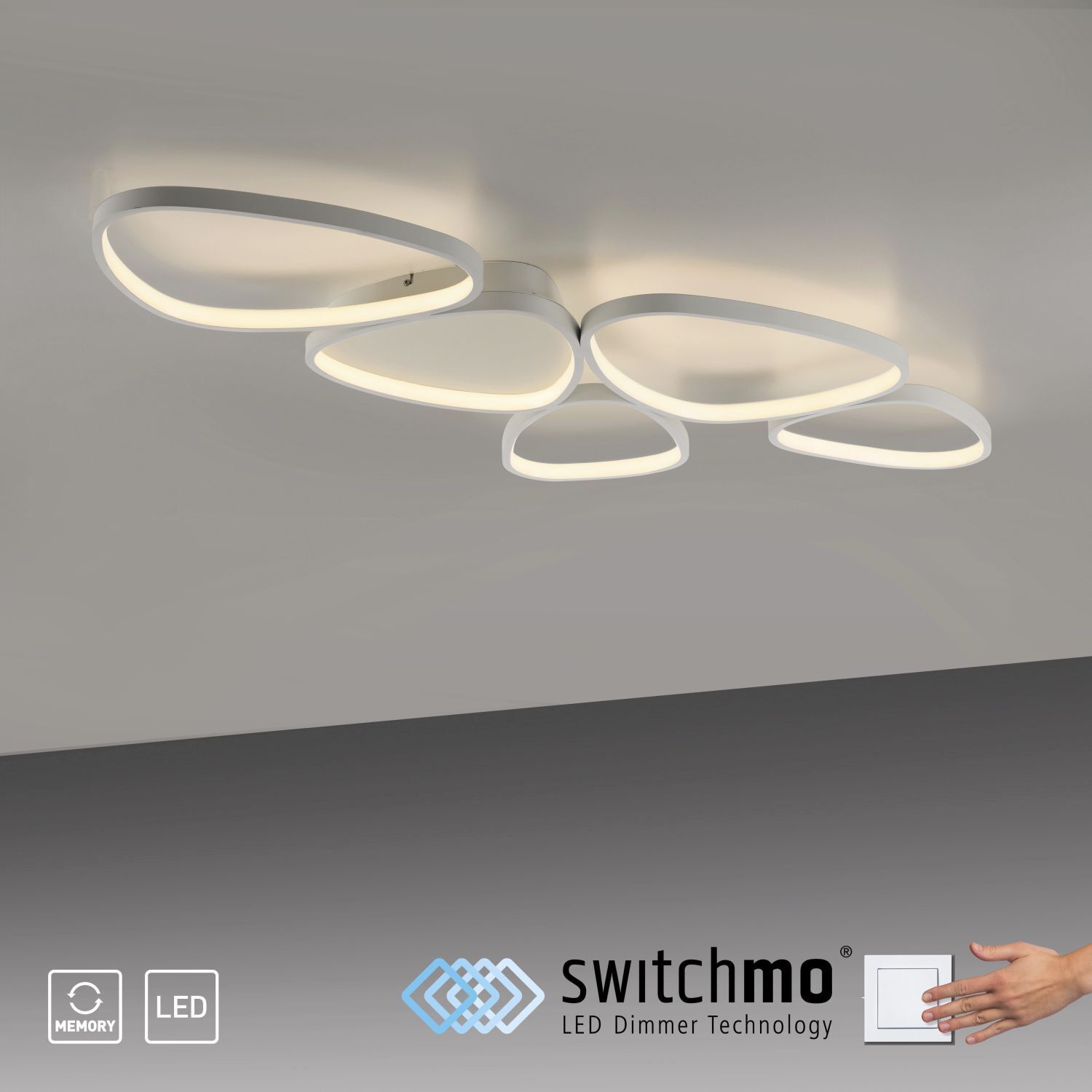 Lampe de plafonnier LED Blanc Métal 3000 K 6100 lm L:116,5 cm Deckenleuchte, Leuchte