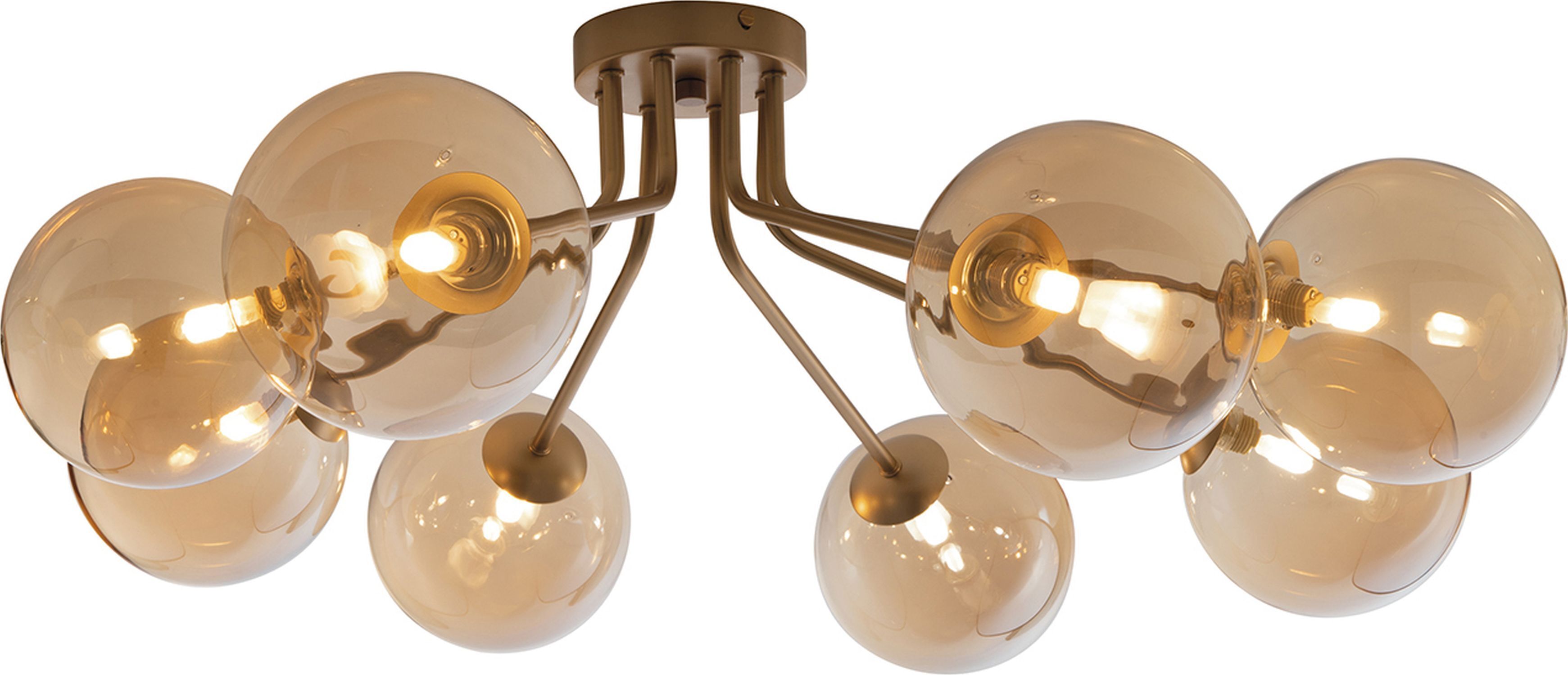 Lampe de plafonnier verre métal laiton champagne L:88 cm G9 Leuchter, Lampe, Leuchte