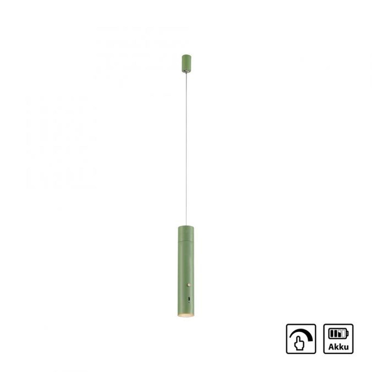 LED Akku Suspension Vert Métal Touch Variation 3000 K