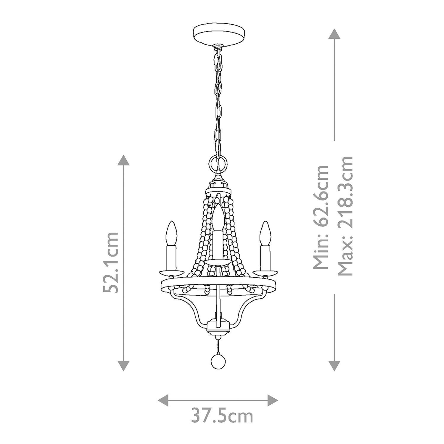 Lustre Rustique Métal Bois Ø 37,5 cm 3x E14