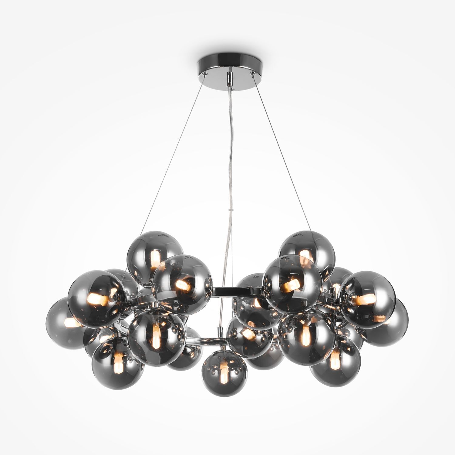 Lampe à suspendre métal verre fumé G9 largeur 69 cm Moderne