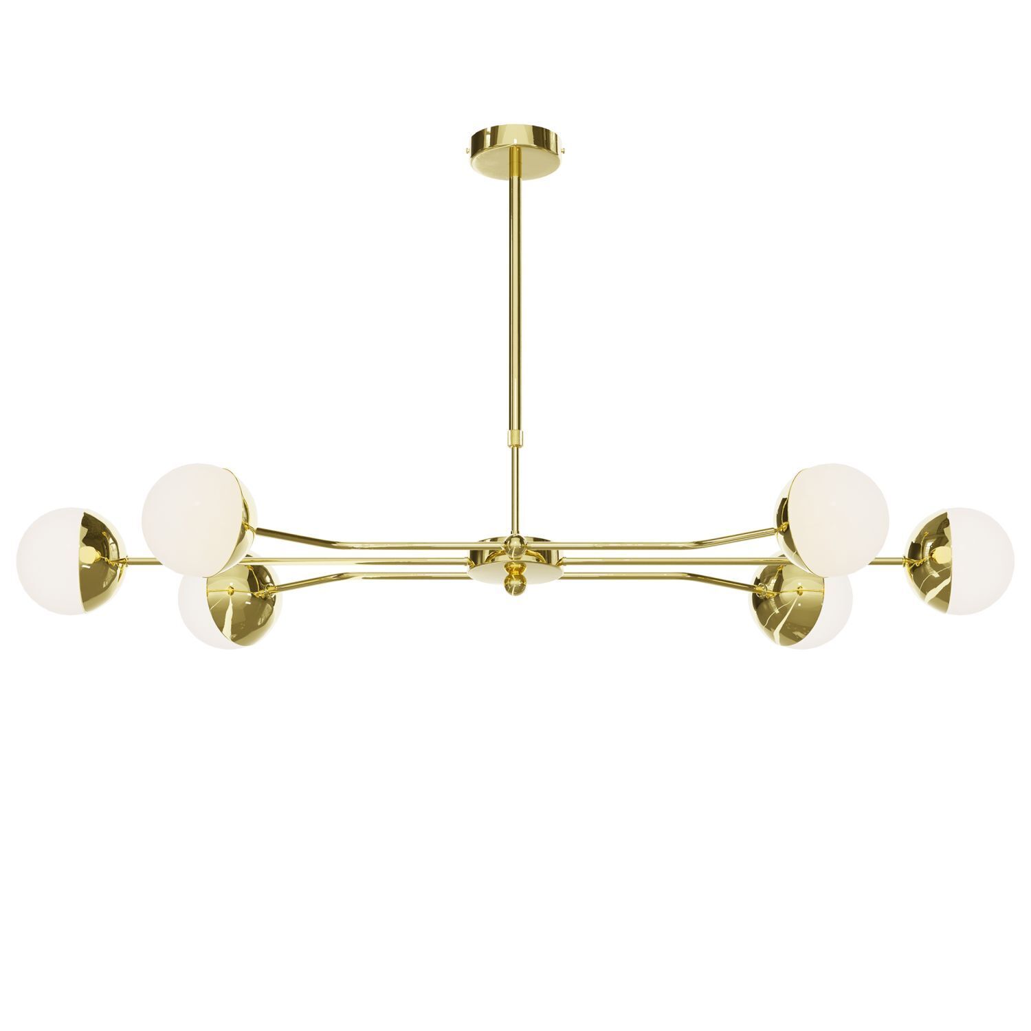 Plafonnier métal verre or blanc G9 6-flmg faible éblouissement