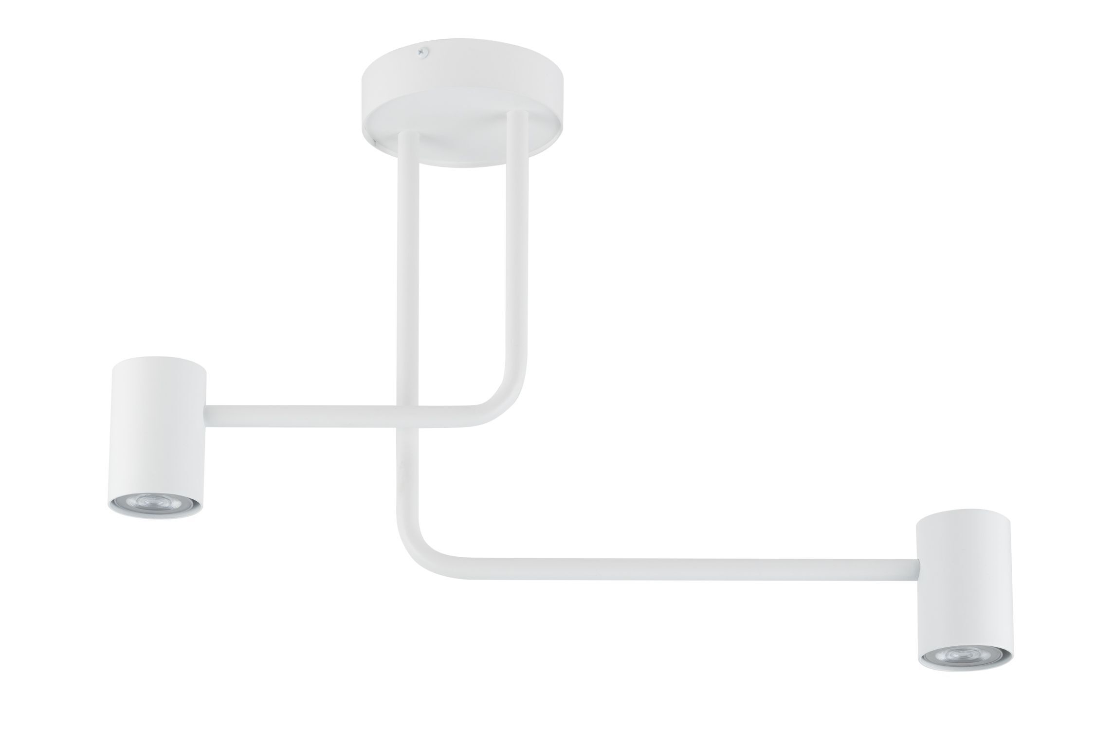 Plafonnier blanc métal 2 flammes accentuées GU10