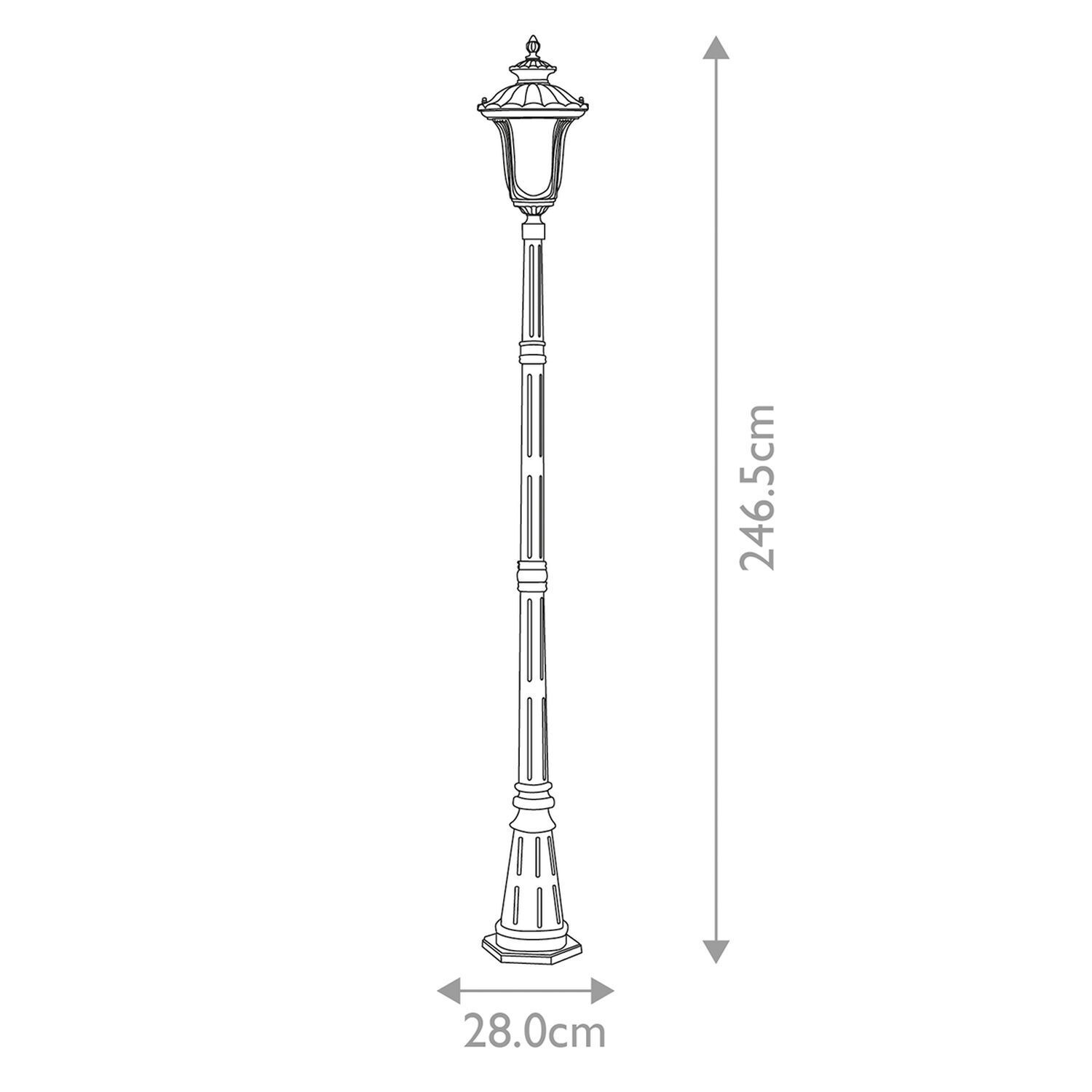 Lampadaire Noir Rustique 246,5 cm de haut Alu Verre IP44 Laternenpfahl