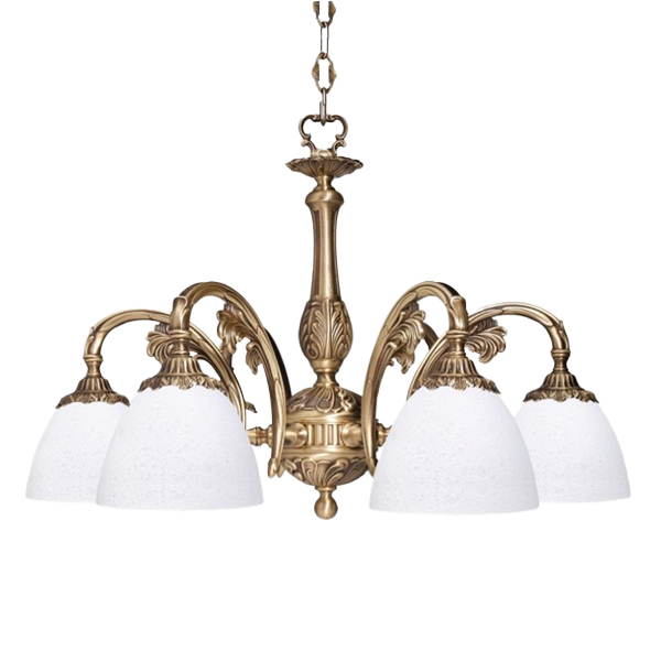 Kronleuchter Messing Kronleuchter, Deckenleuchte, Bronze, Vier Schirme, Gebäudeschmuck