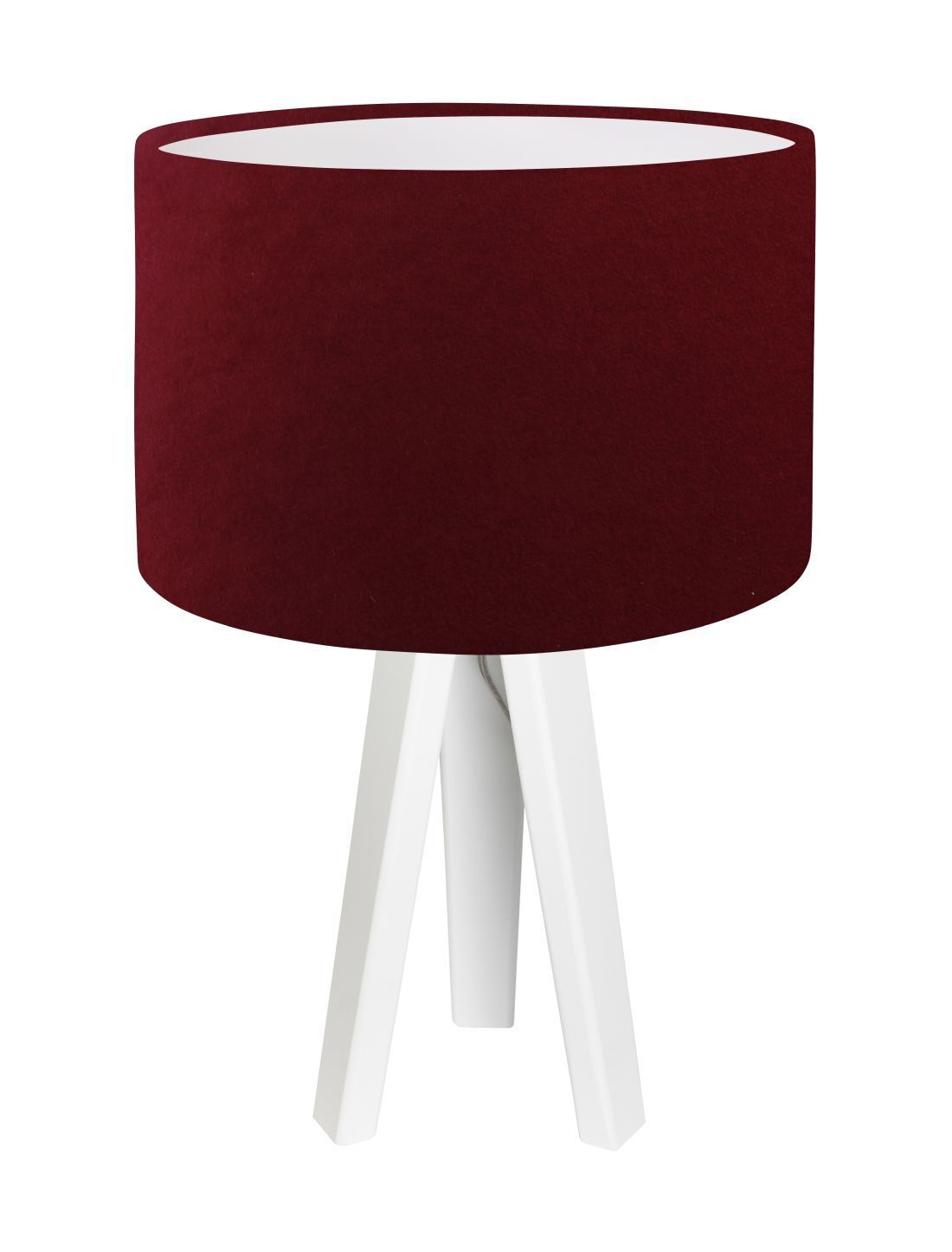 Lampe de table Bois Bordeaux Blanc Tripode Rétro 46cm