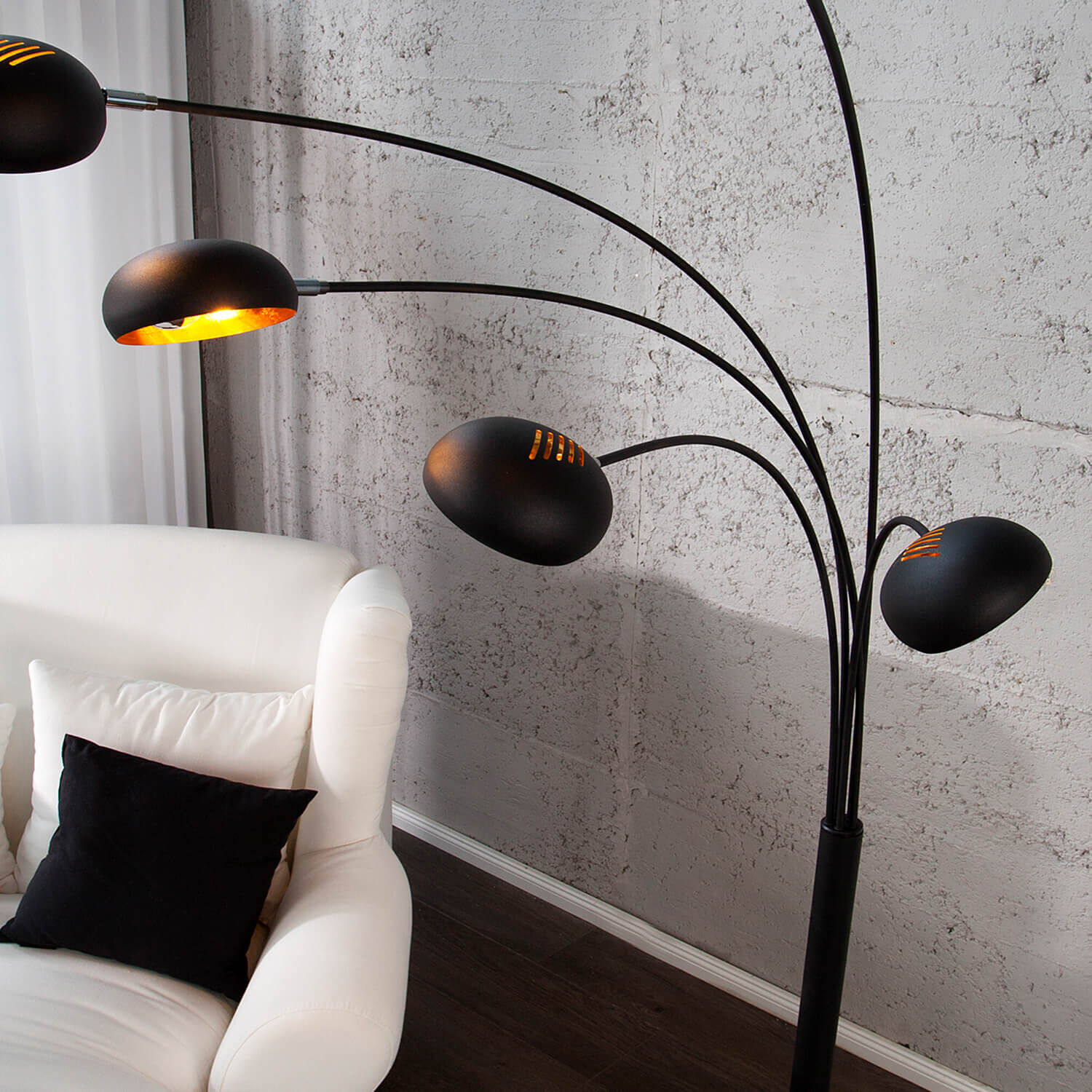 Lampadaire 205cm Retro flexible boule noir Lampe, Stehlampe