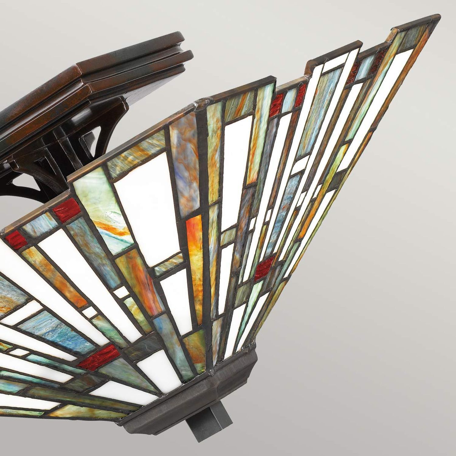 Plafonnier en métal verre 36,7 cm de large style Tiffany 2x E27 Lampe, Kronleuchter, Pistole, Waffe