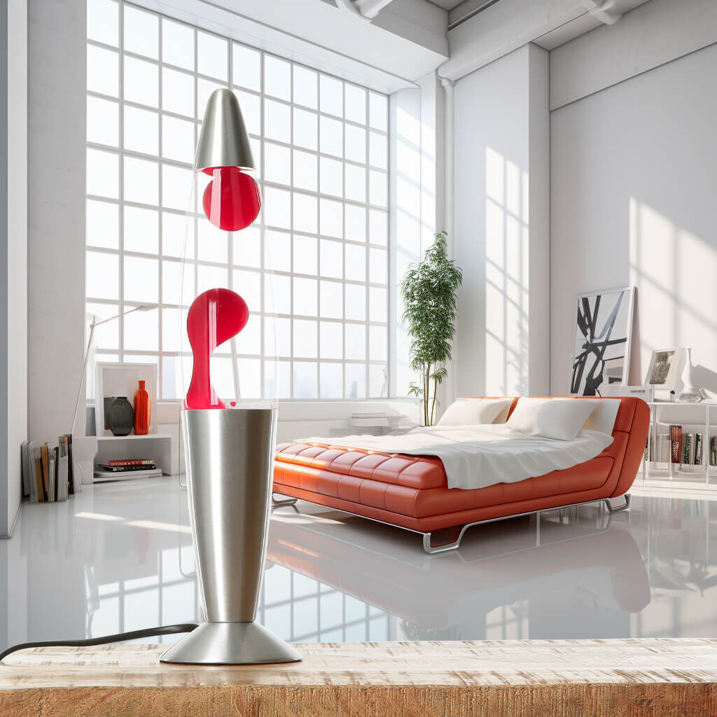 Auffallende Lavalampe Rot Transparent H:36cm TIMMY Lampe, Innenarchitektur, Inneneinrichtung, Mobiliar, Fußboden