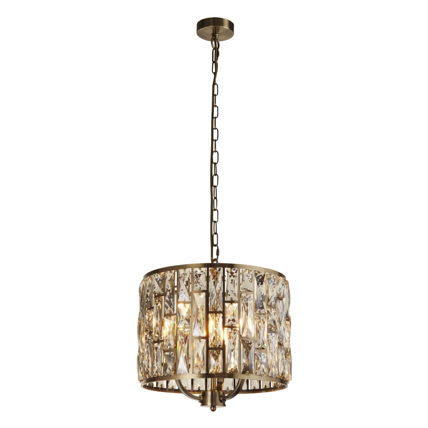 Suspension cristal Ø 38 cm en laiton antique champagne E14