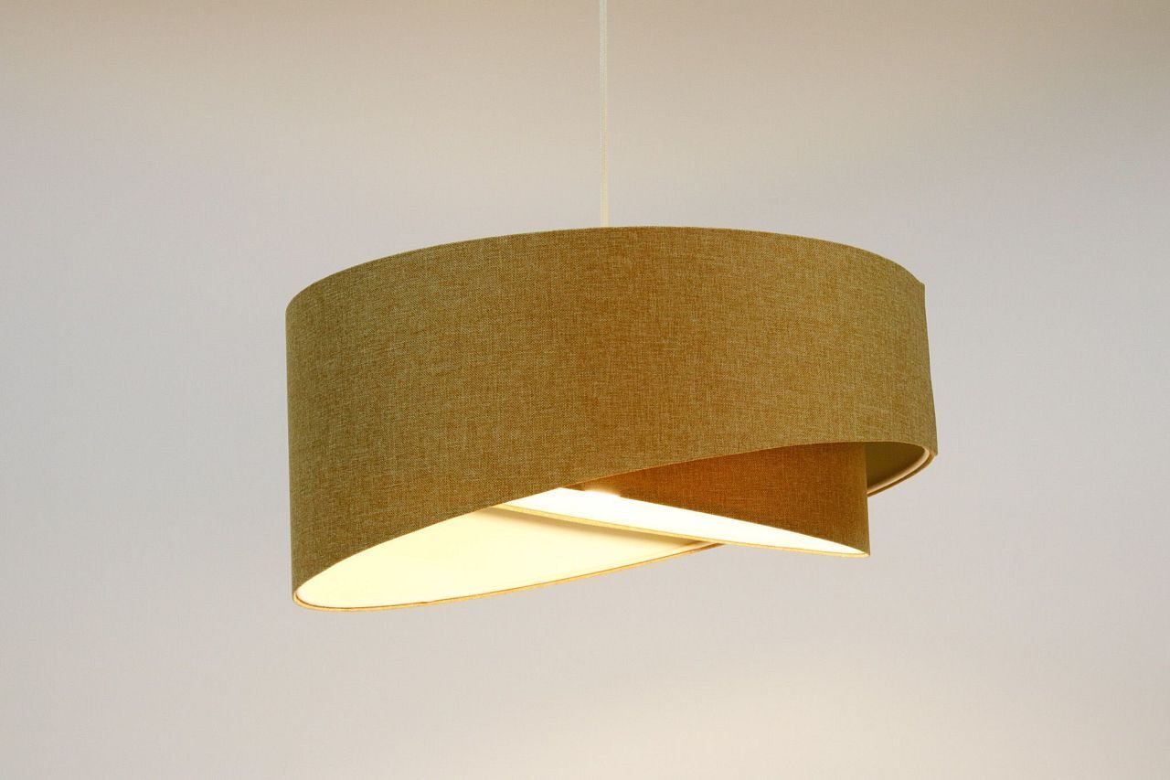 Lampe à suspendre E27 Abat-jour en tissu Ø 40 cm en beige Boho confortable