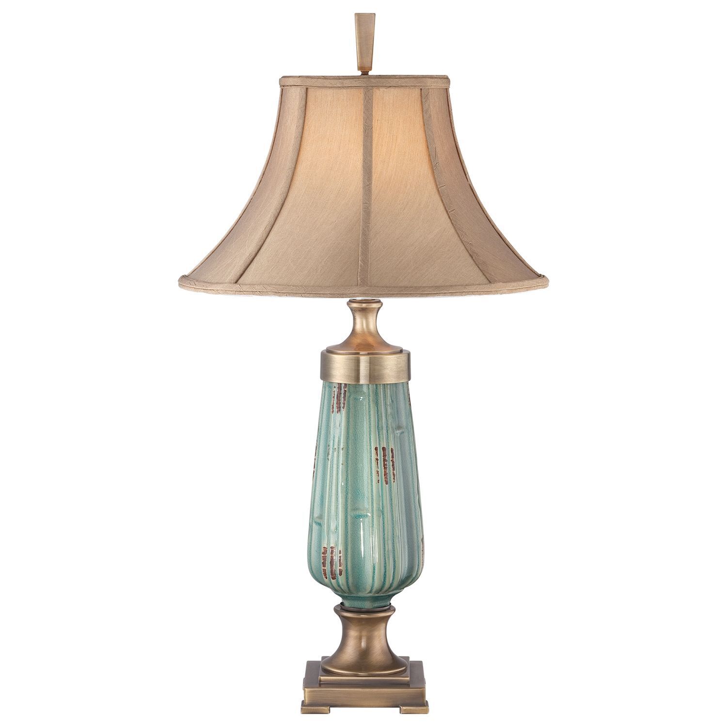 Lampe de table vintage en céramique Vert Beige H:86cm