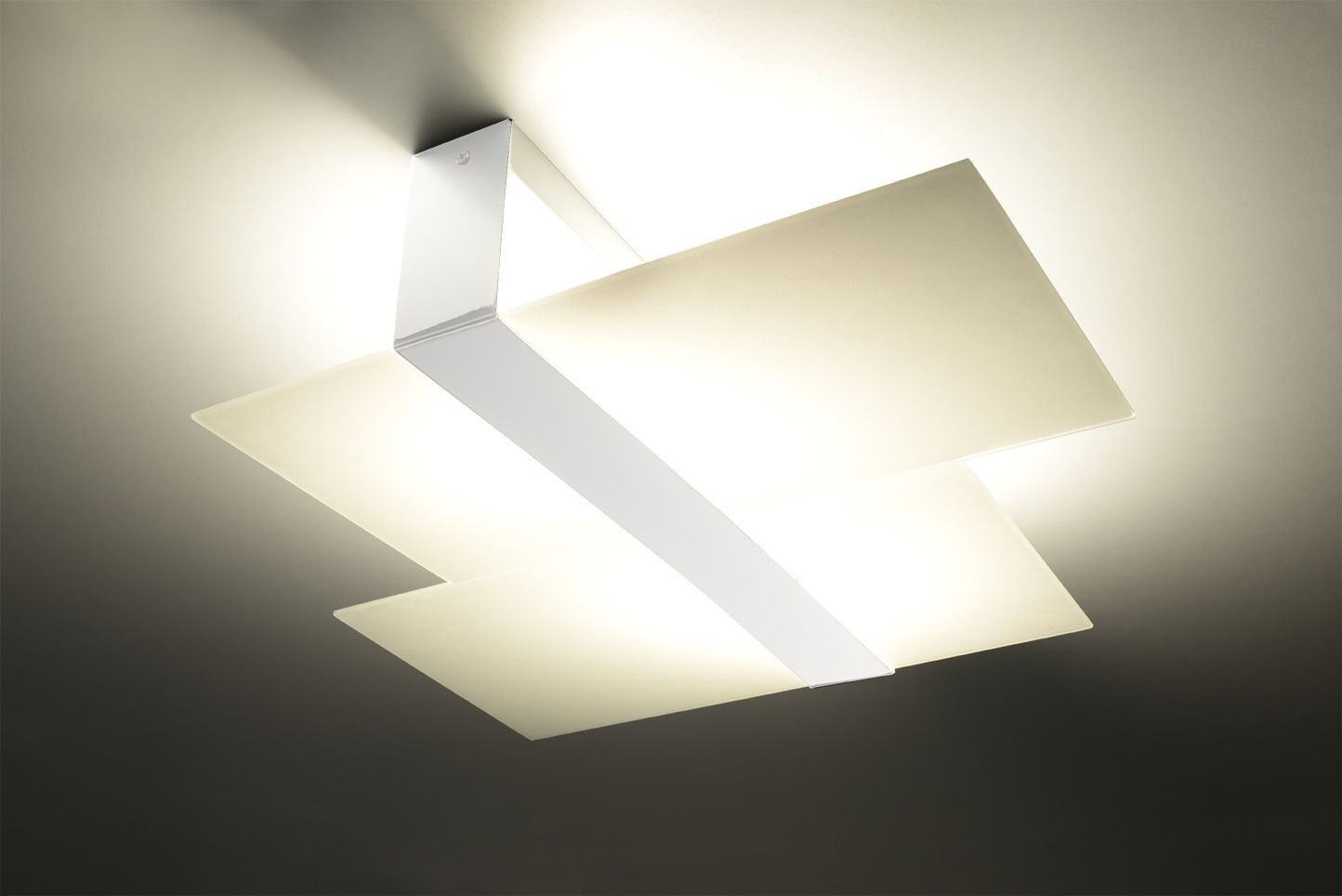 Lampe de plafond blanc verre métal plat faible éblouissement 2x E27