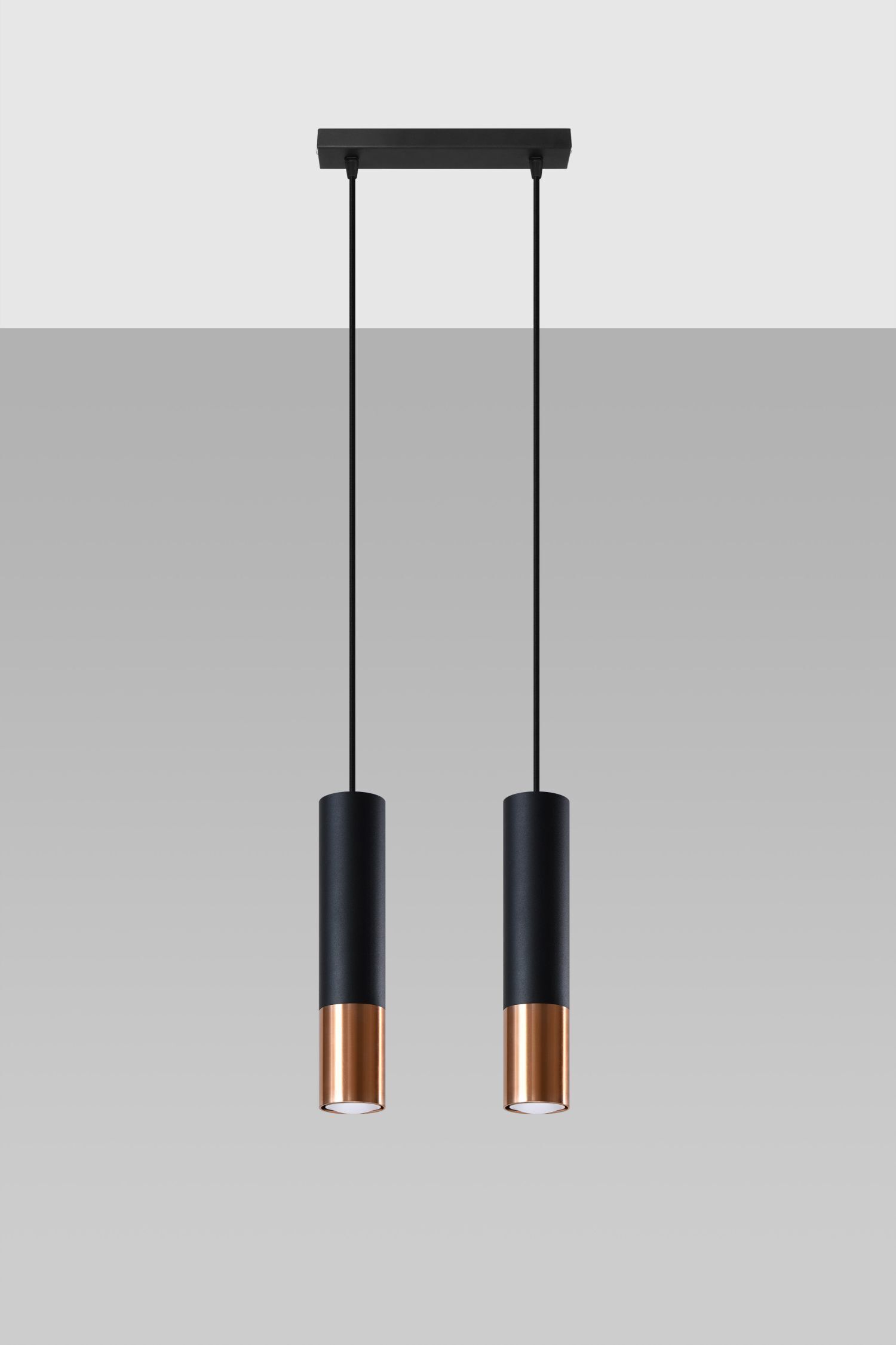 Suspension métal 2 flammes GU10 noir cuivre EDYTH