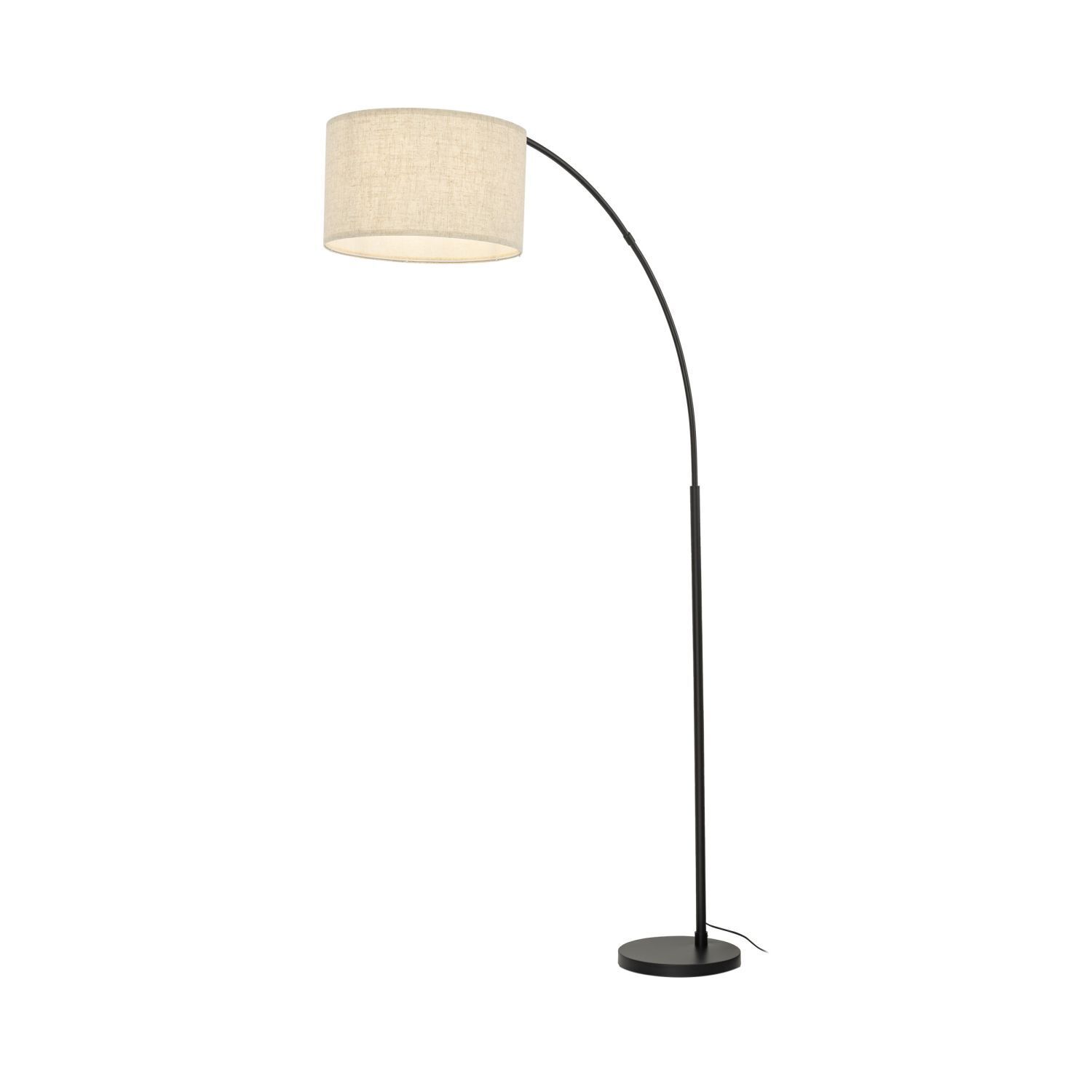 Luminaire en arc 200 cm réglable Tissu Métal Noir Beige E27 Lampe, Lampenschirm