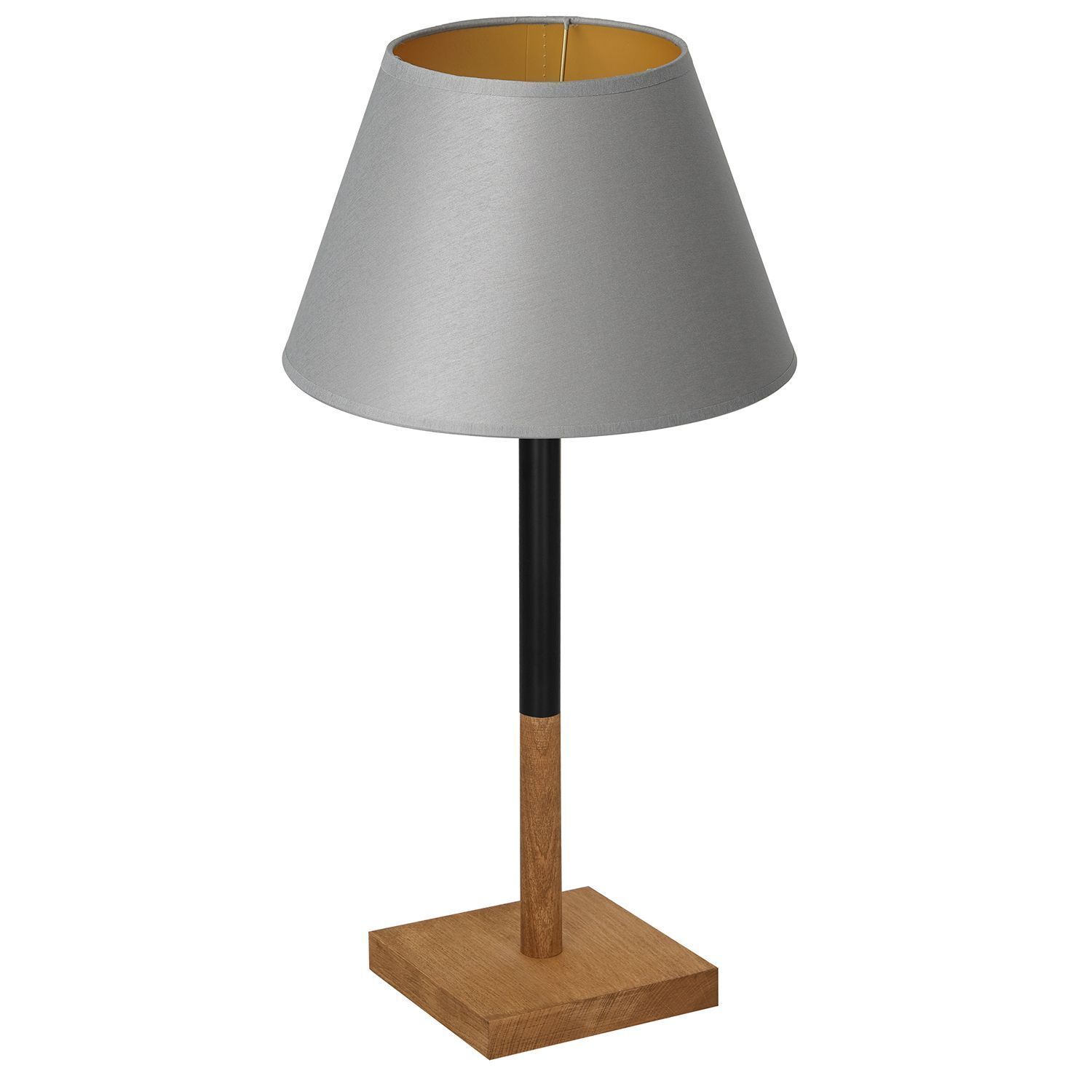 Lampe de chevet tissu bois gris naturel or 56 cm E27