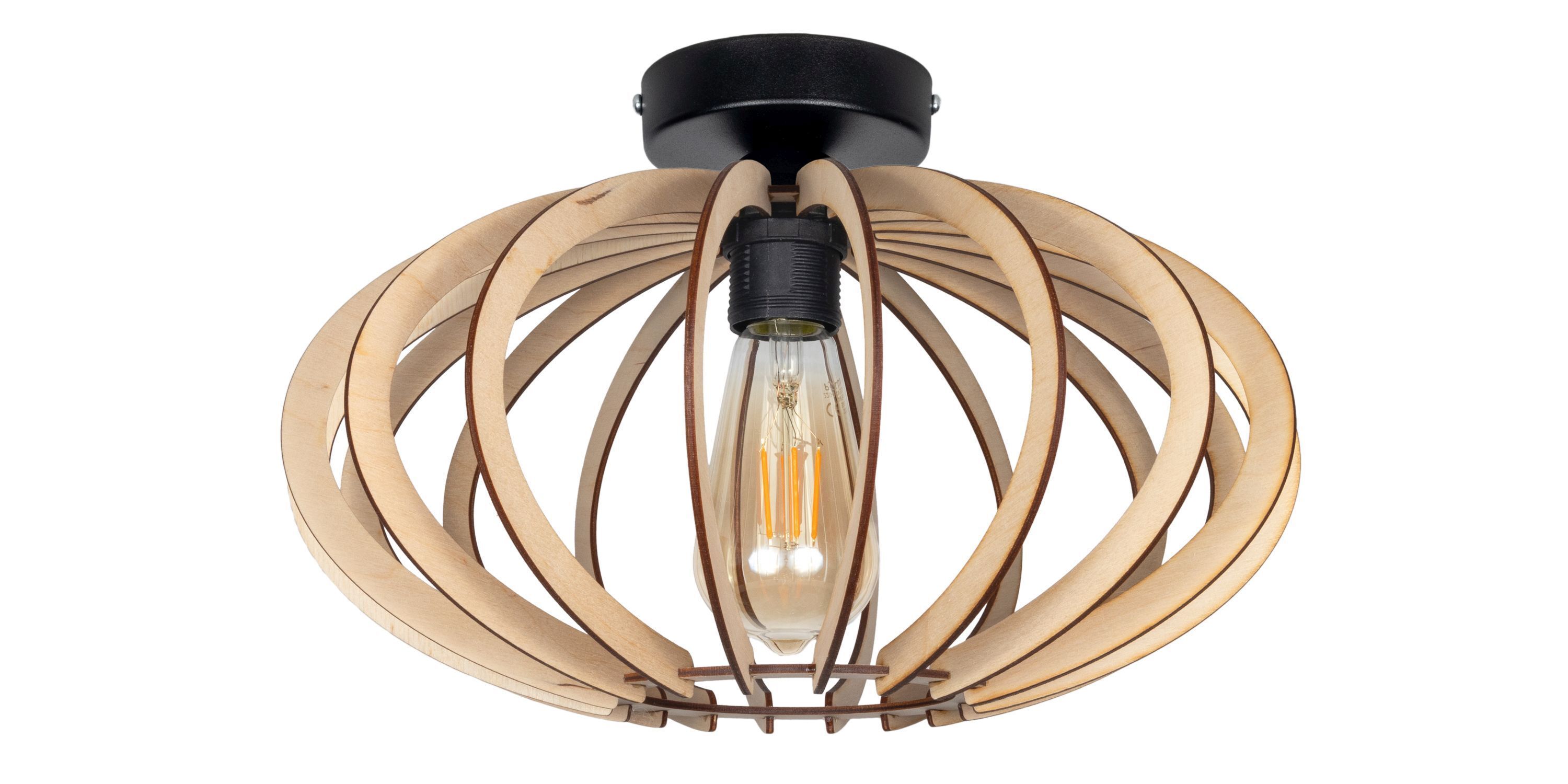 Plafonnier décoratif en bois E27 Ø35 cm en noir