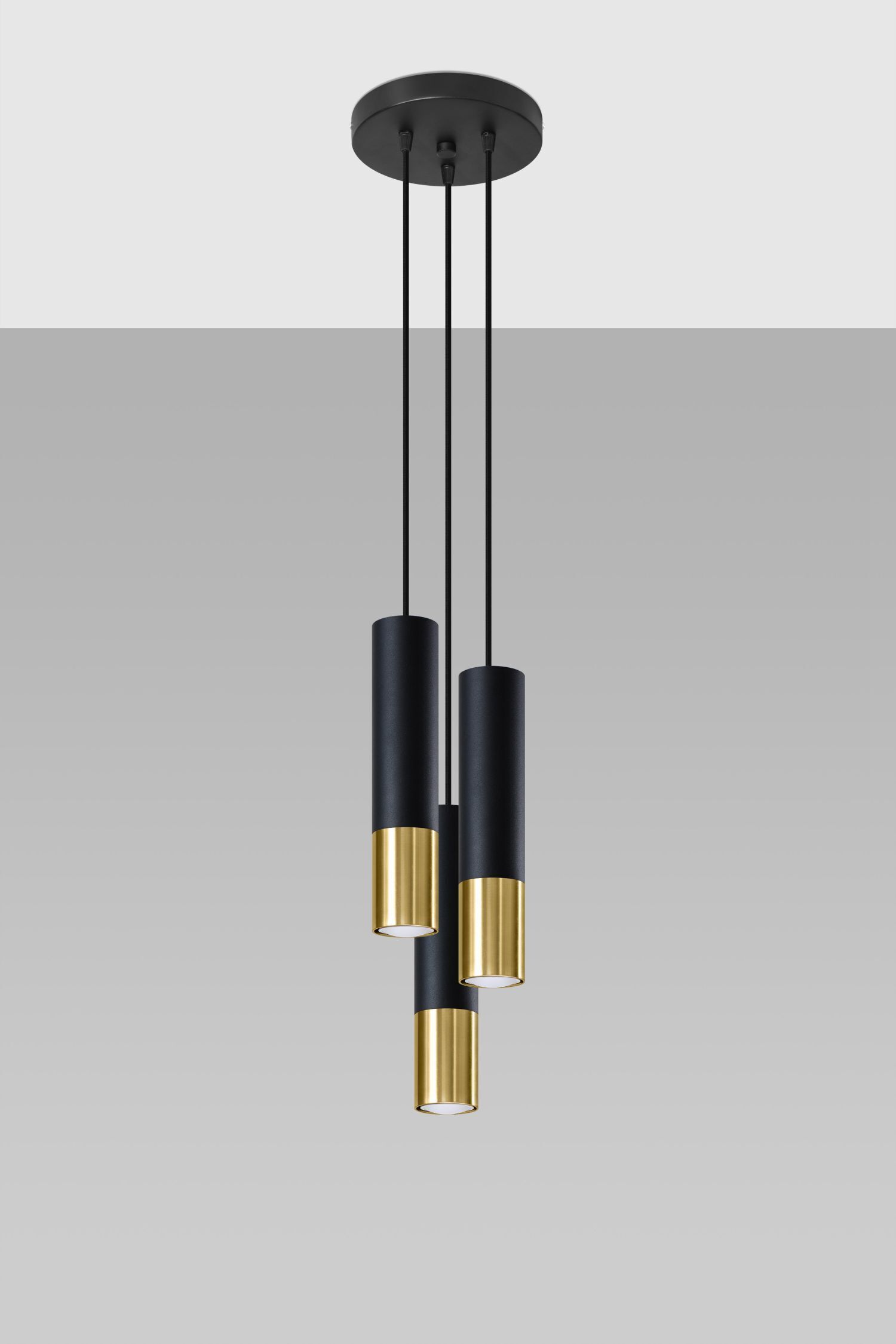 Lampe à suspendre noir or 3-flamme GU10 métal