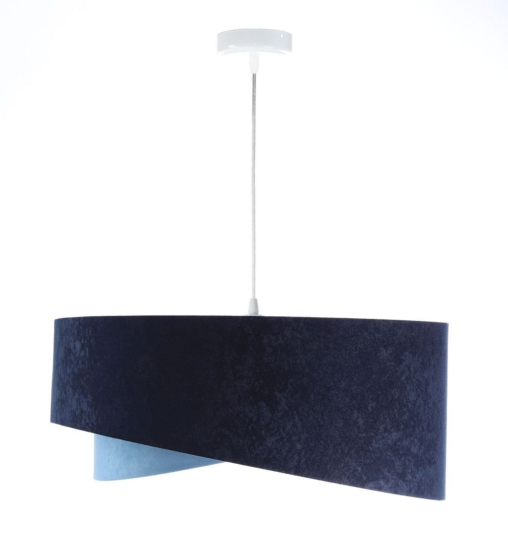 Hängeleuchte Blau E27 rund D: 50 cm Velours Optik Stoff Lampe