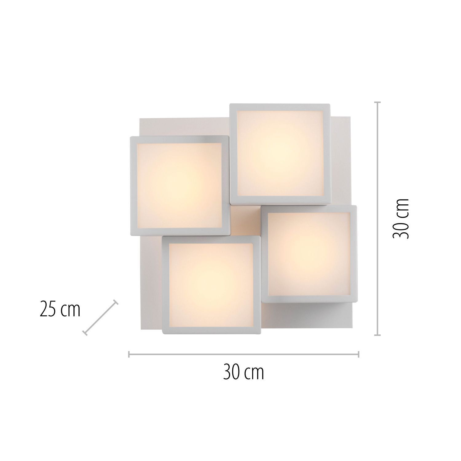 Plafonnier LED Métal Cube L:30 cm 2400 lm 3000 K Leuchte, Lampe