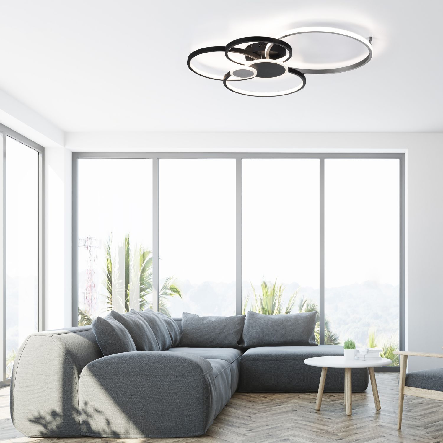 Lampe de plafonnier LED Noir Aluminium Métal L:85 cm 35 W