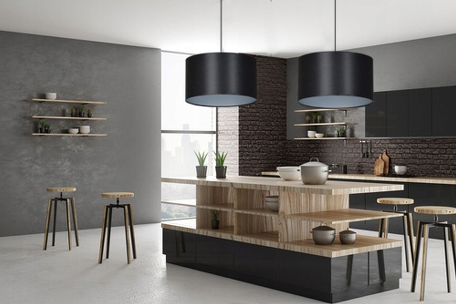 Suspension réglable Noir Argent Tissu Moderne