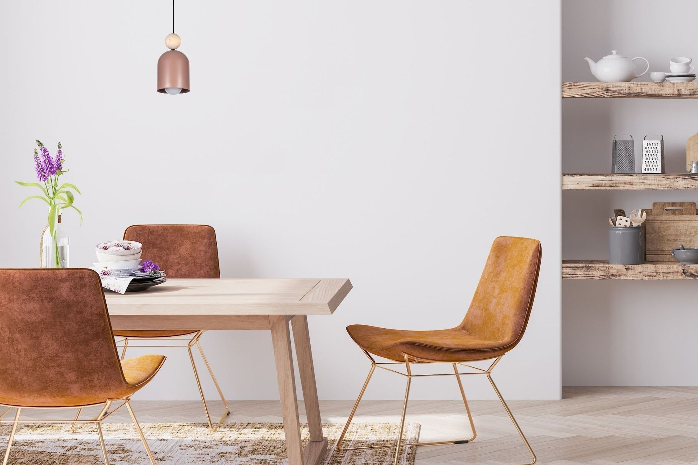 Accueillante lampe suspendue Rose Métal Bois E27 Ø11 cm Innenarchitektur, Esstisch, Mobiliar, Tabelle, Esszimmer