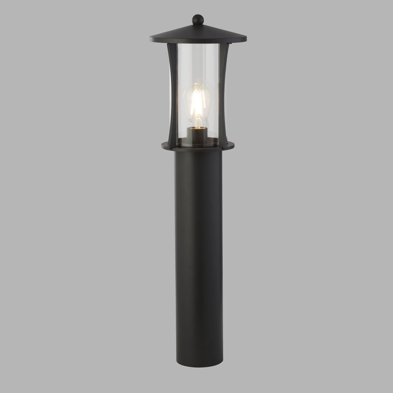 Lampadaire extérieur IP44 73 cm E27 Noir Alu Verre Jardin